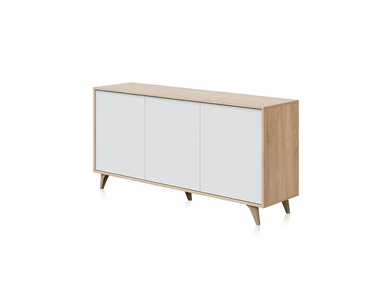 Aparador Kikua Plus Blanco Artik (Blanco Mate) - Roble Canadian