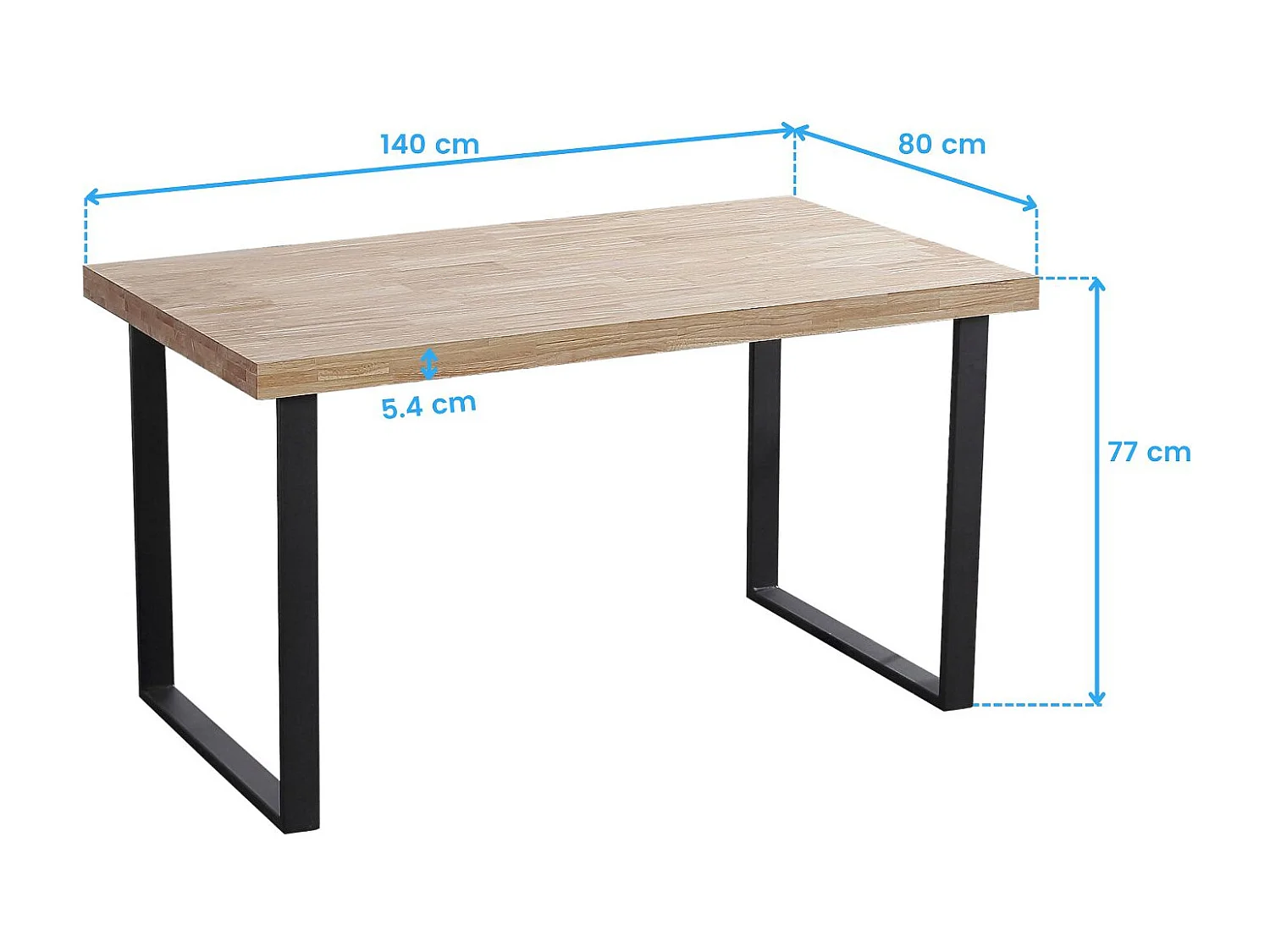 Mesa de jantar Natural Roble salvaje - Negro