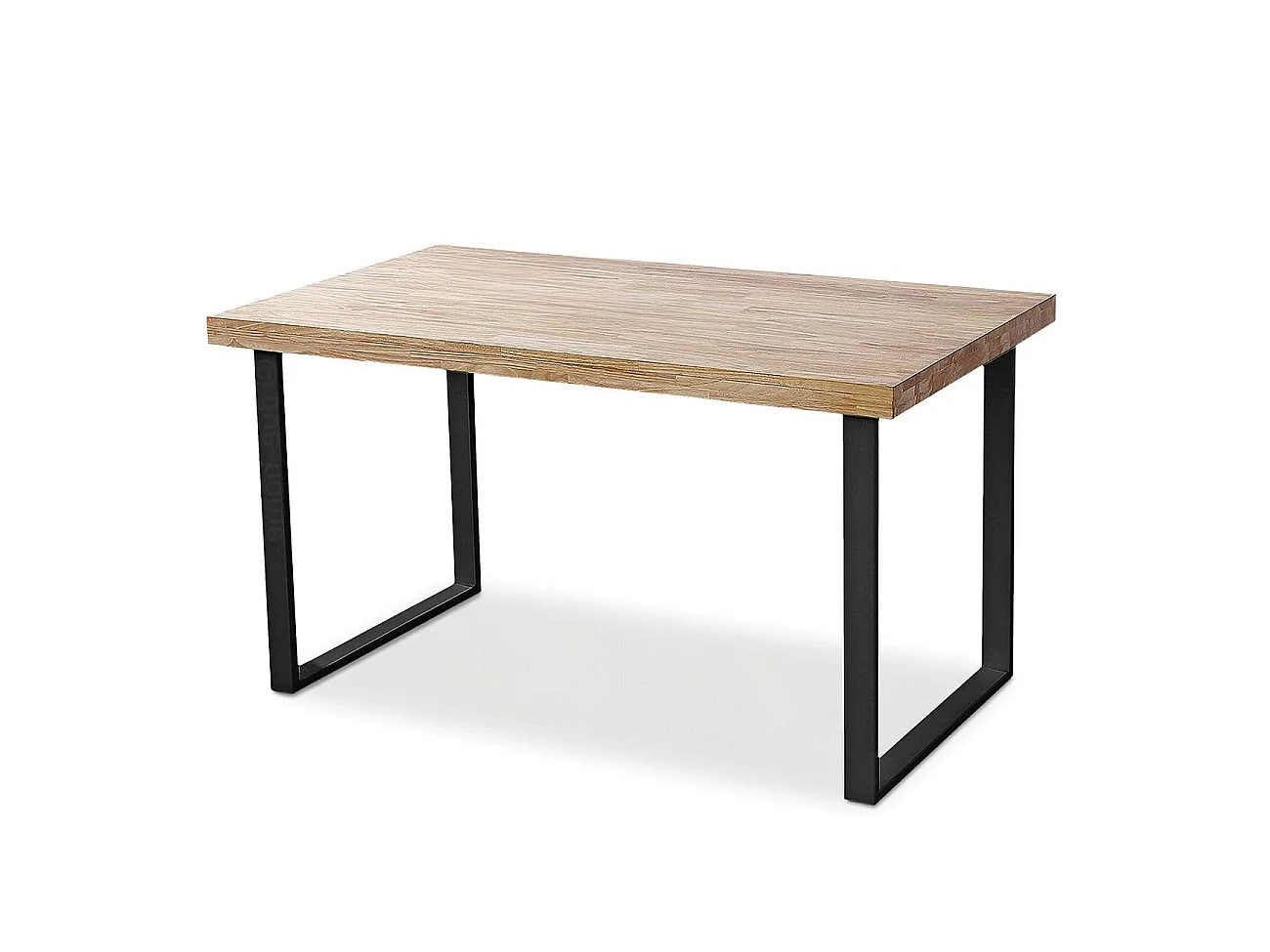 Mesa de comedor de madera de roble salvaje y patas metálicas en negro 140x80 cm Natural Roble salvaje - Negro