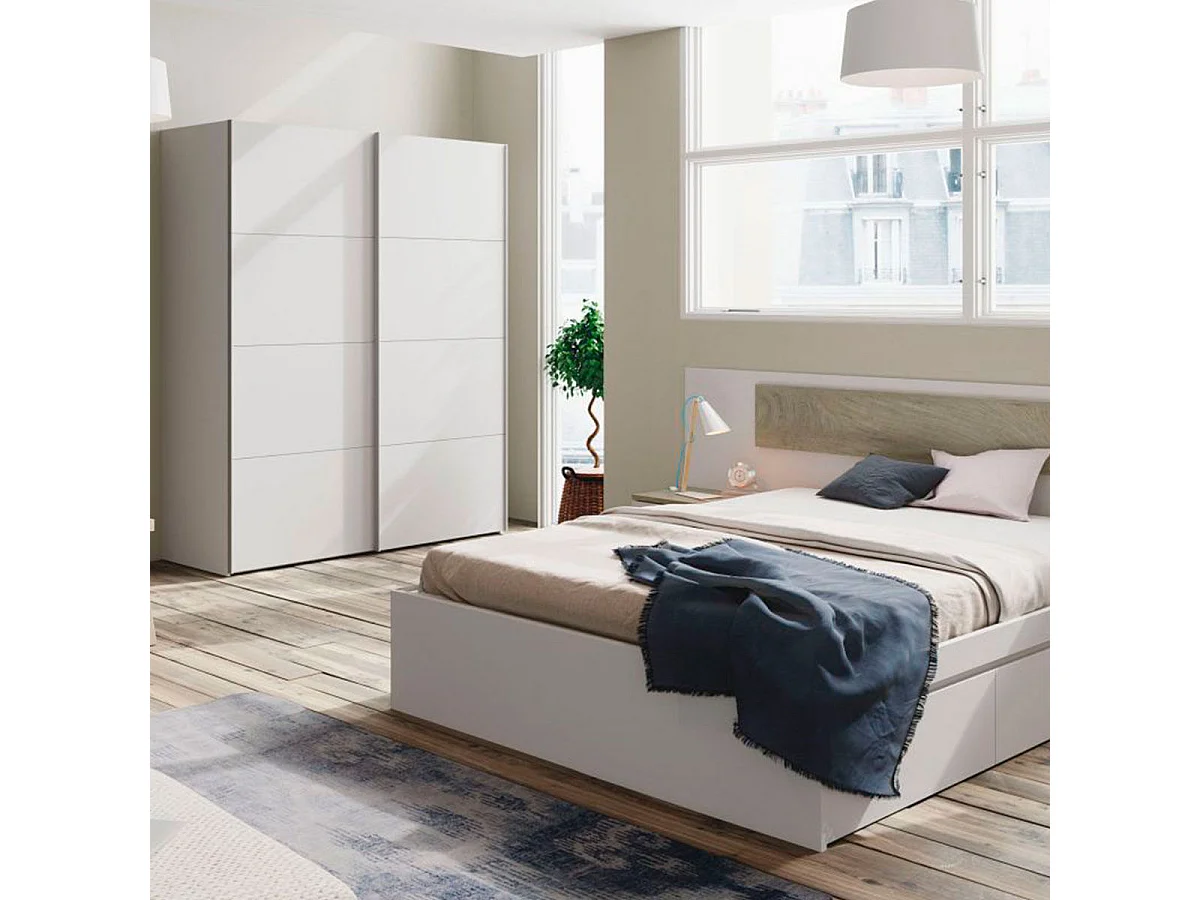 Cama Doble Matrimonio 4 Cajones Blanco Artik Melamina 150x190x37 cm