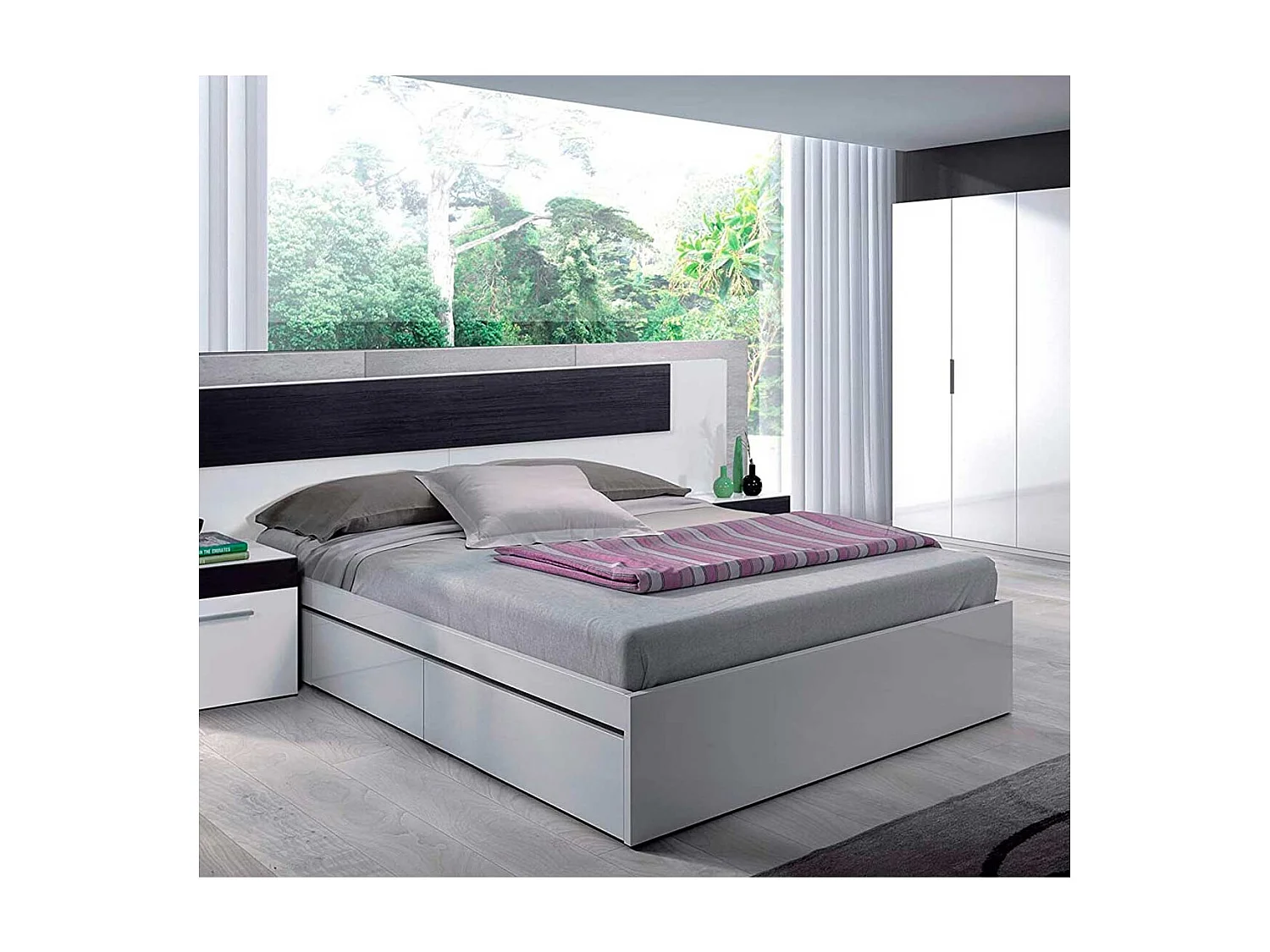 Cama Doble Matrimonio 4 Cajones Blanco Artik Melamina 150x190x37 cm