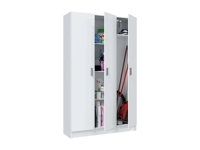 Armario escobero multiusos tres puertas cocina blanco 109x180x37 cm