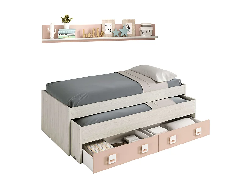Cama de casal para jovens + prateleira Nube