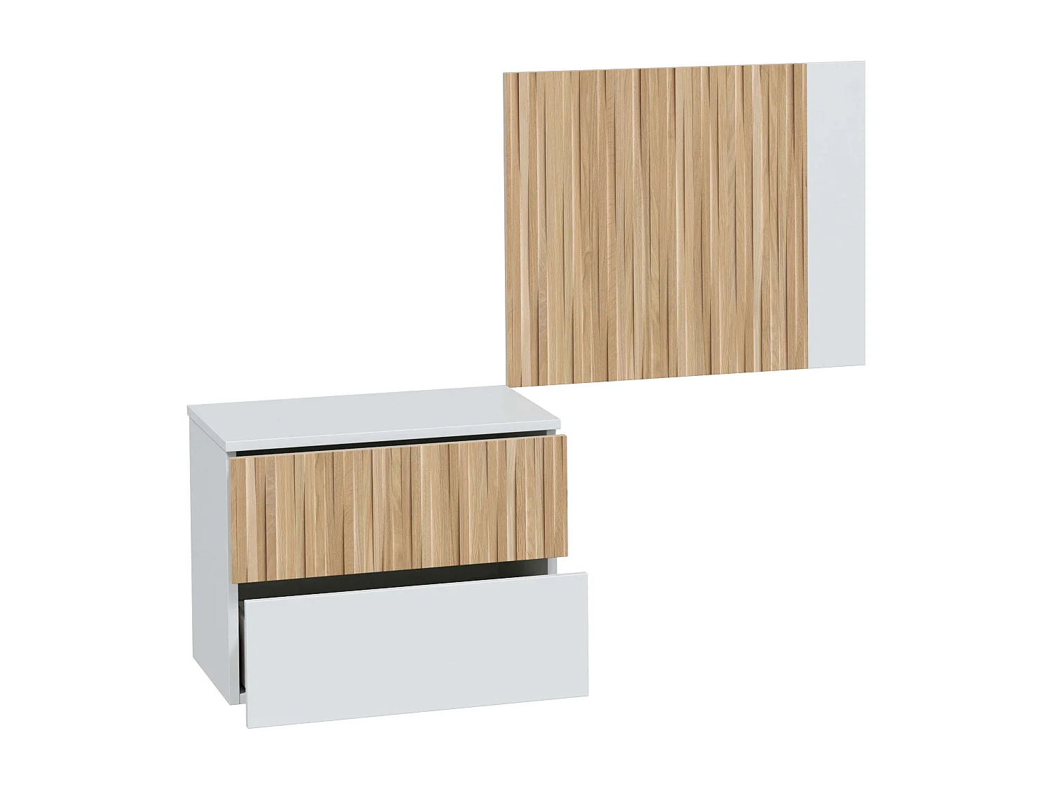 Cabecero Matrimonial y Mesitas Ethna Blanco Artik y Natur 266x34 cm