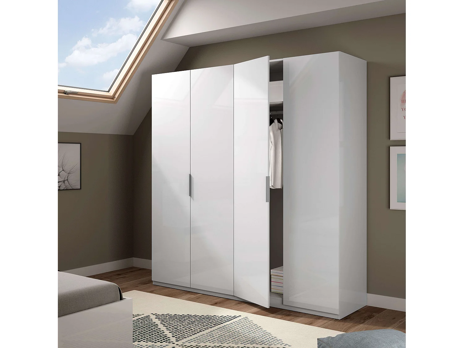 Roupeiro Low Cost 4 portas Branco brilhante