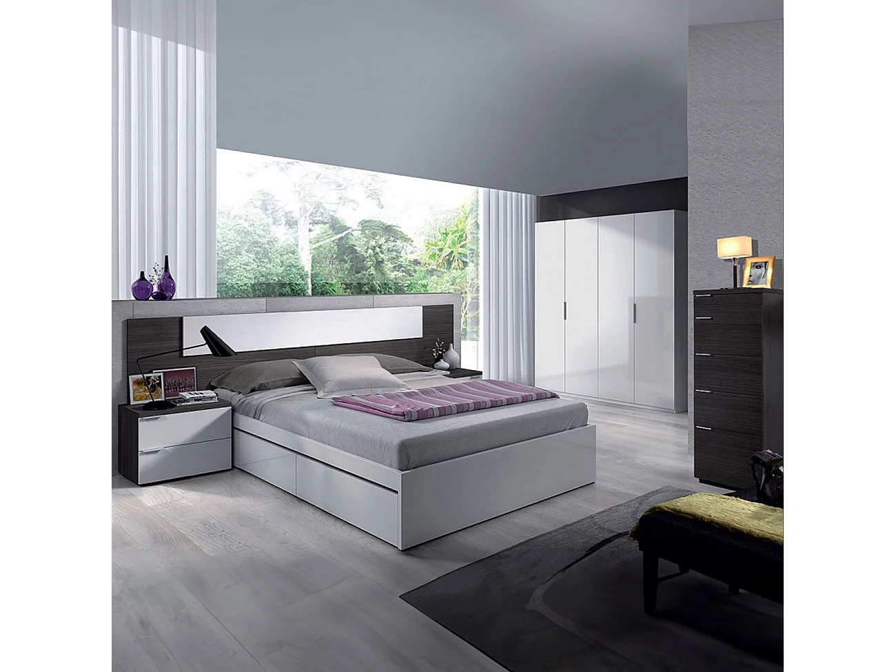 Armario de gran formato con 4 puertas en blanco brillo 180x200 cm Low Cost Blanco Brillo