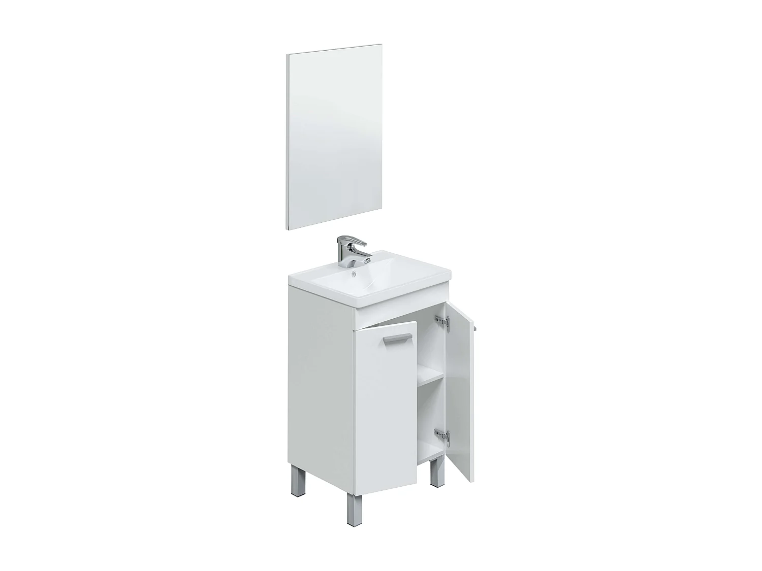 Mueble Baño Camelia Contemporáneo Blanco 2 Puertas + Espejo 50x80x40 cm