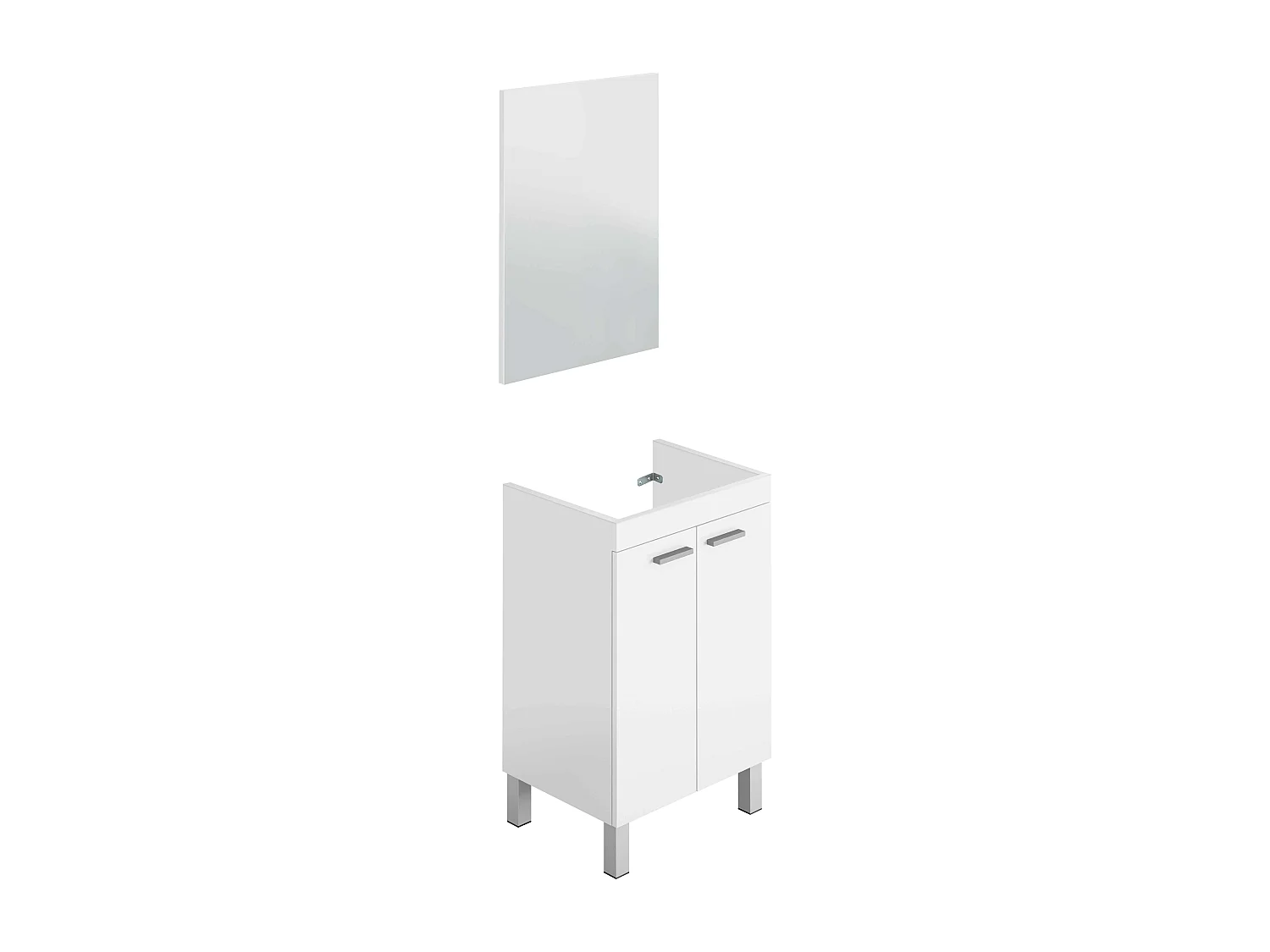 Mueble Baño Camelia Contemporáneo Blanco 2 Puertas + Espejo 50x80x40 cm