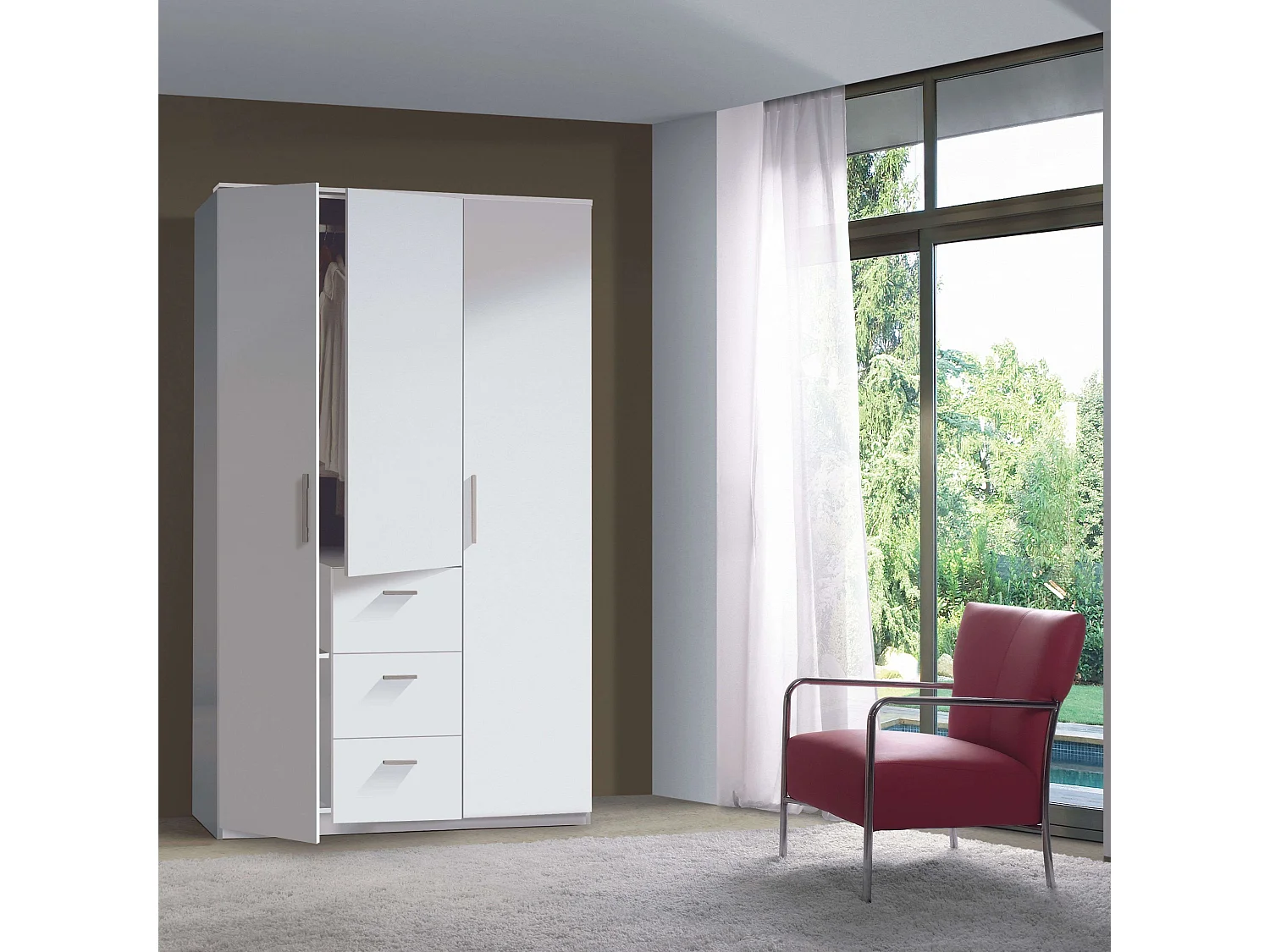 Armario hab. dormitorio blanco brillo 200x120x52 cm