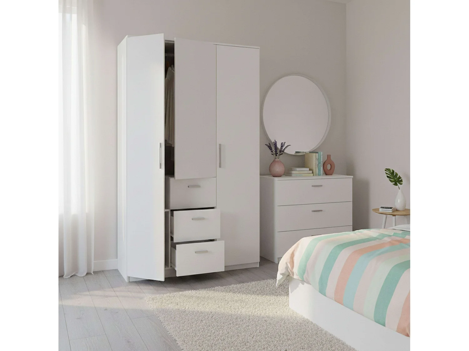 Armario hab. dormitorio blanco brillo 200x120x52 cm