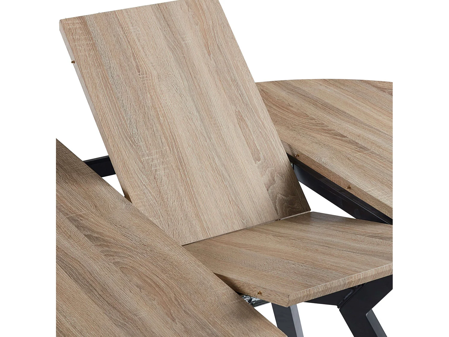 Mesa Comedor Alfa Extensible 120/160cm Melamina Roble/Negro, Patas Metal