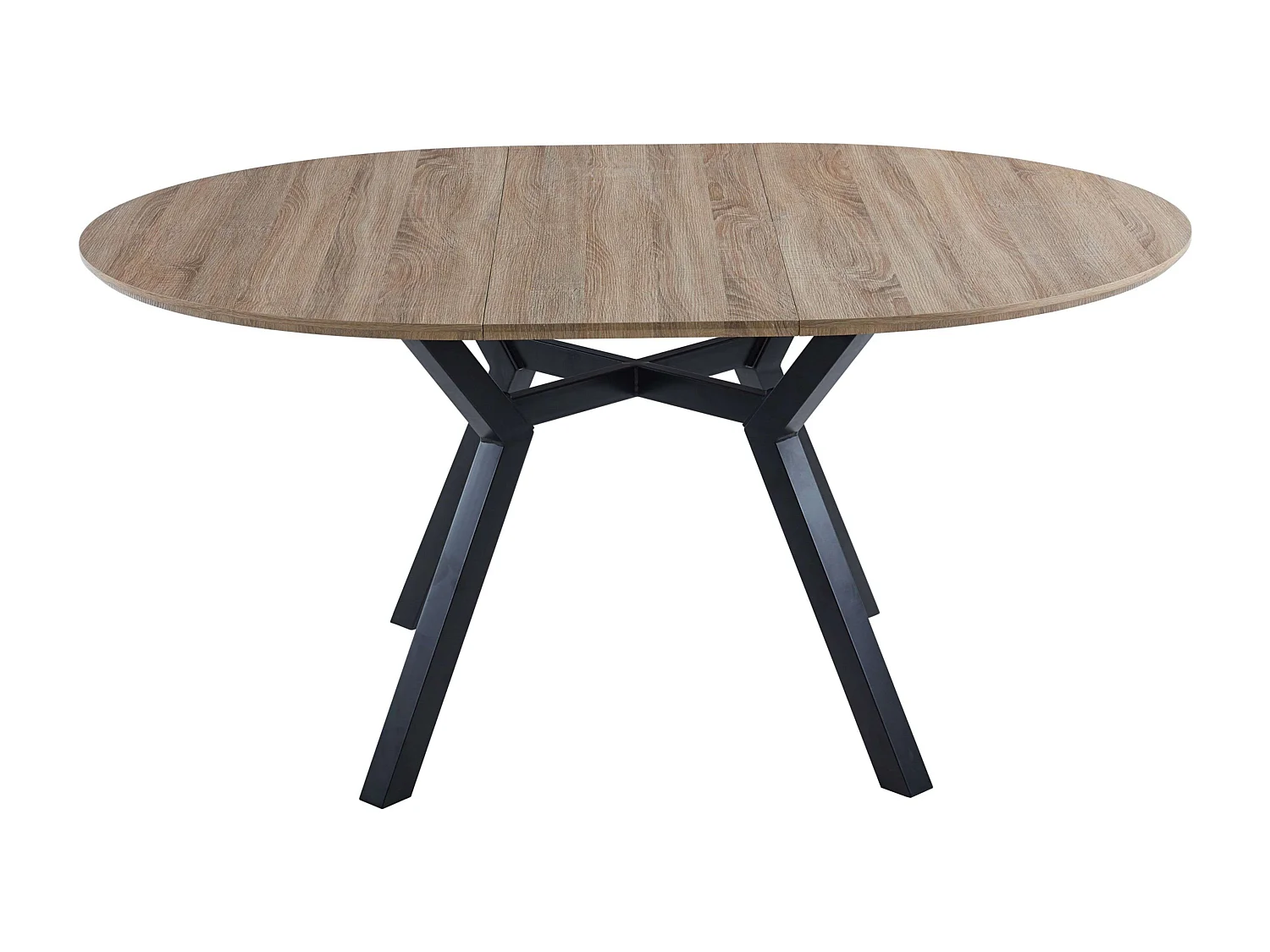 Mesa Comedor Alfa Extensible 120/160cm Melamina Roble/Negro, Patas Metal