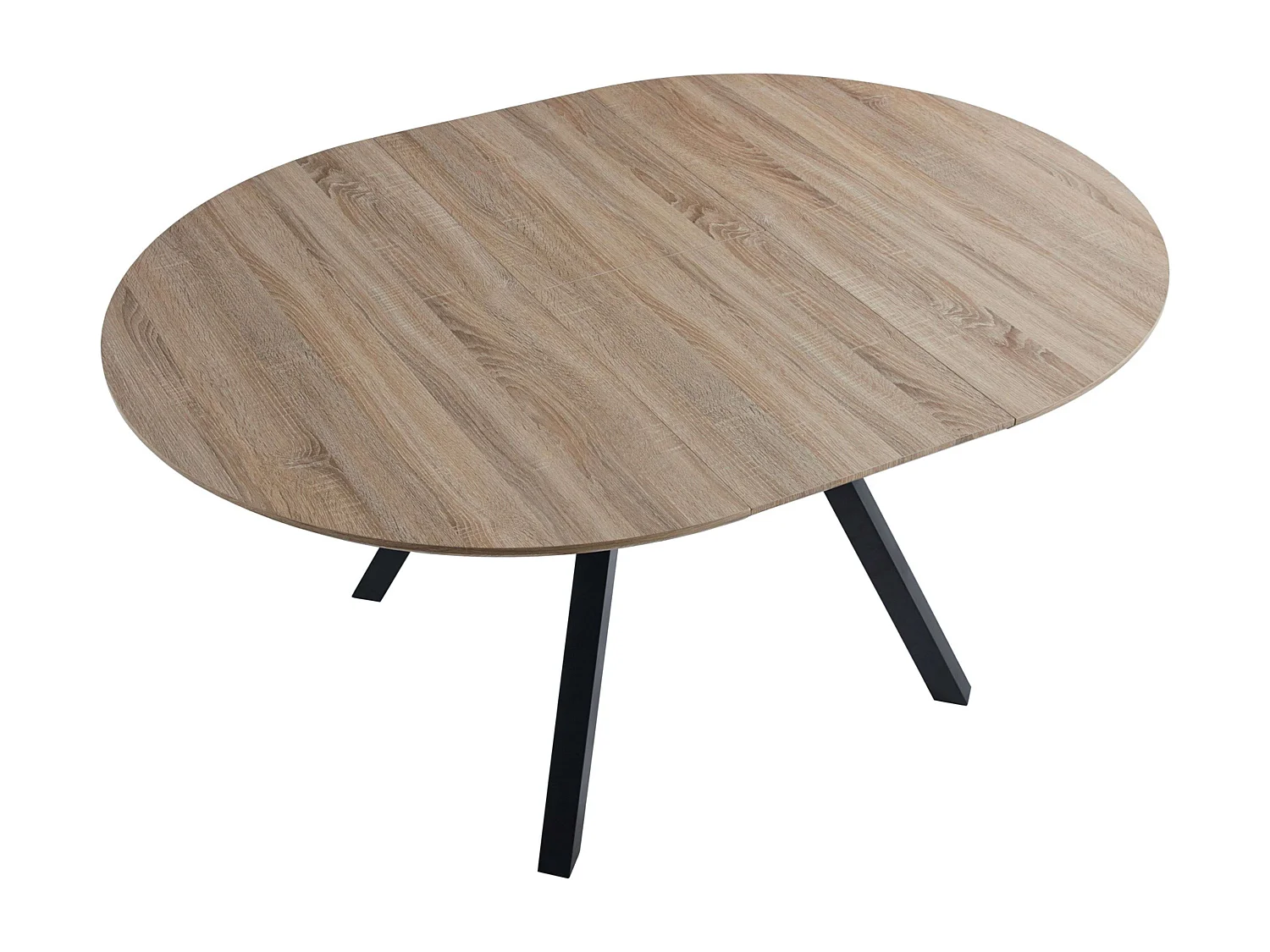 Mesa Comedor Alfa Extensible 120/160cm Melamina Roble/Negro, Patas Metal