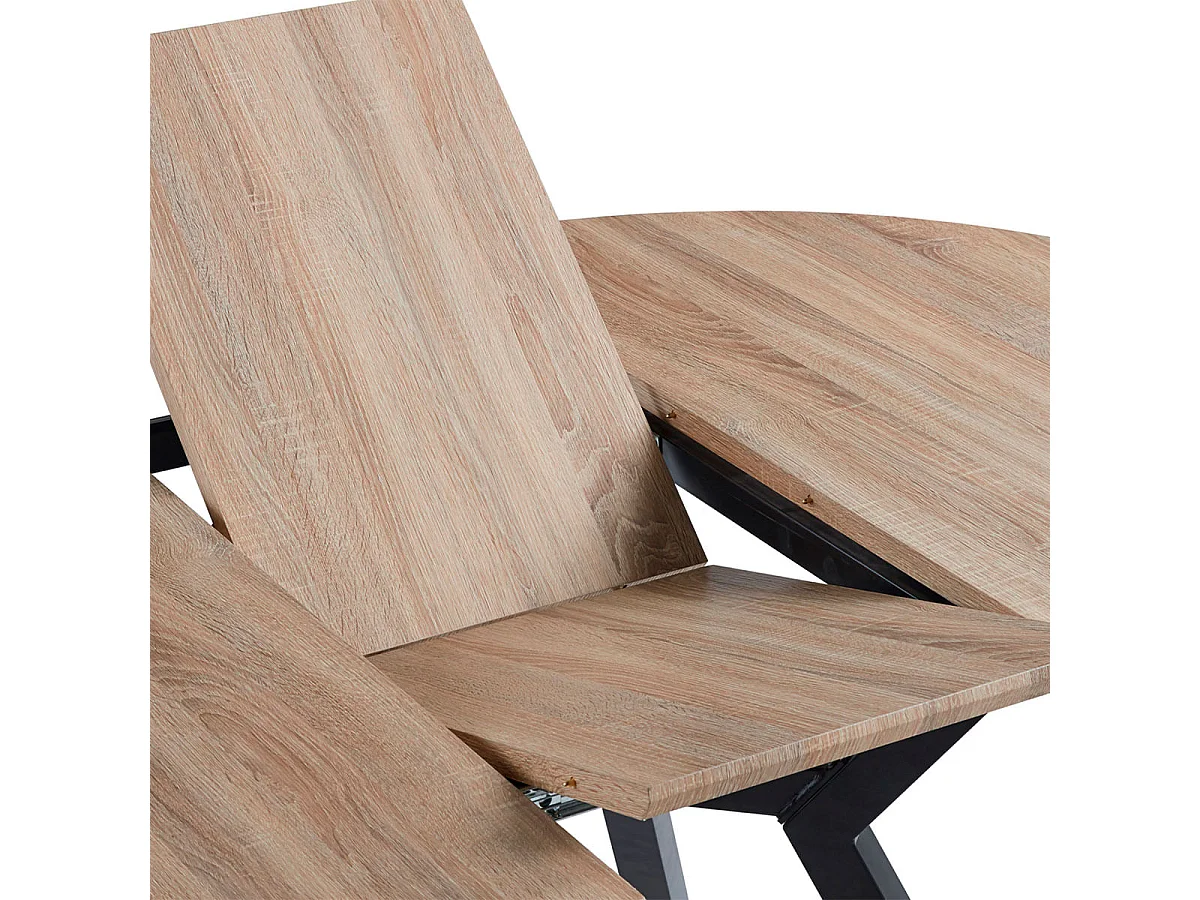 Mesa Comedor Alfa Extensible 120/160cm Melamina Roble/Negro, Patas Metal