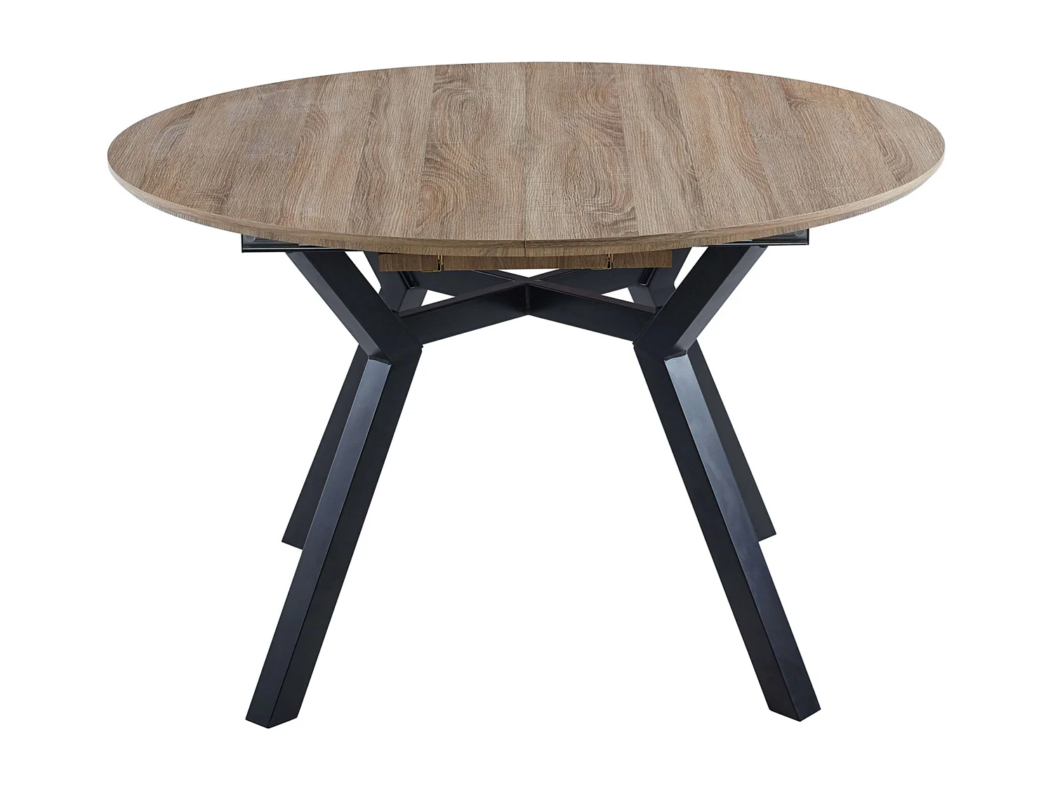 Mesa Comedor Alfa Extensible 120/160cm Melamina Roble/Negro, Patas Metal