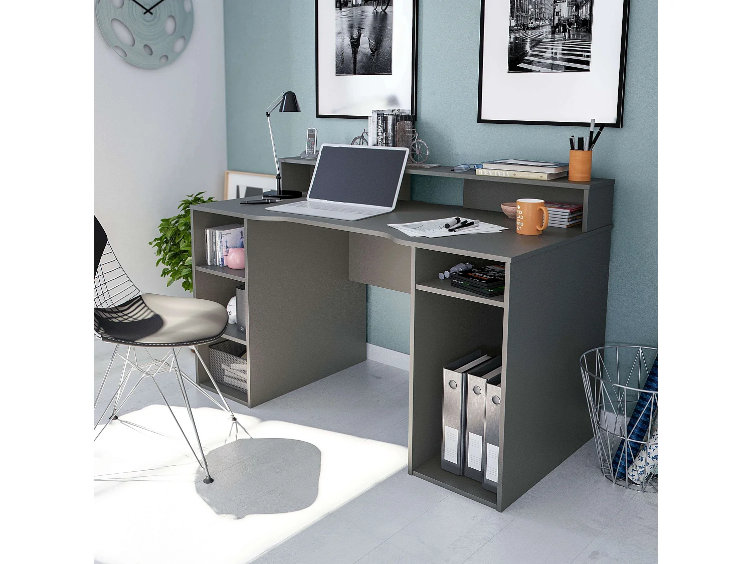 Mesa Escritorio Gamer Ozone Gris Reversible 136x88x67 cm