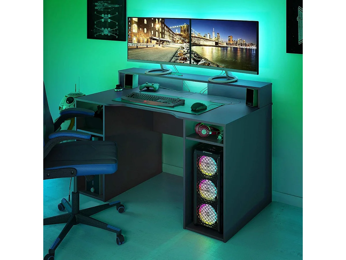 Mesa Escritorio Gamer Ozone Gris Reversible 136x88x67 cm