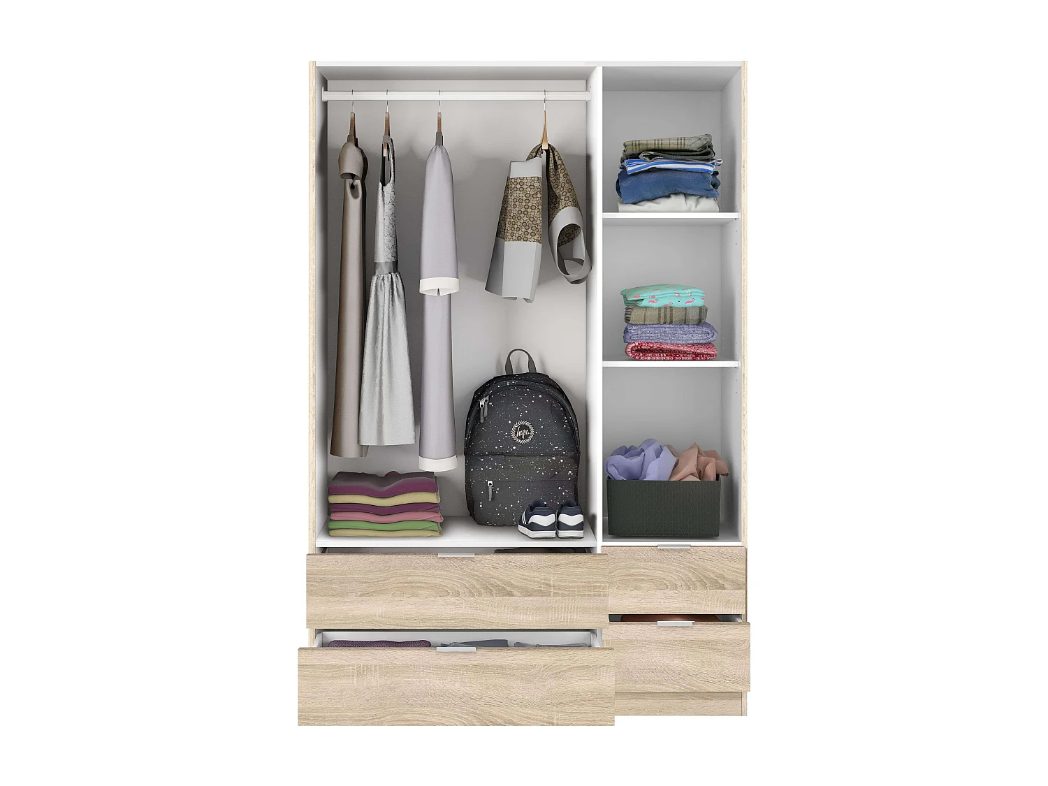 LCX 135 roupeiro 3 portas e 4 gavetas