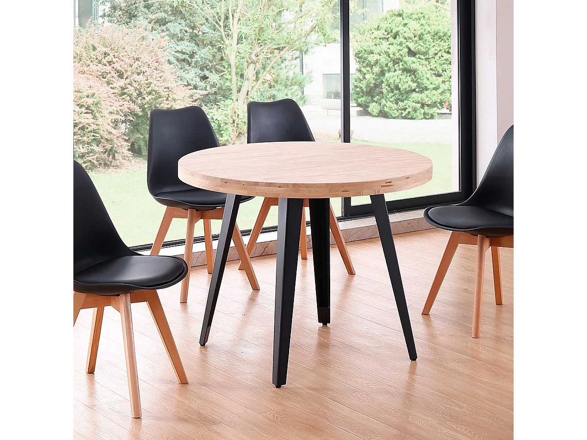 Mesa Salón Redonda Fija Bali Roble Nordish/Negro 76x100x100 cm