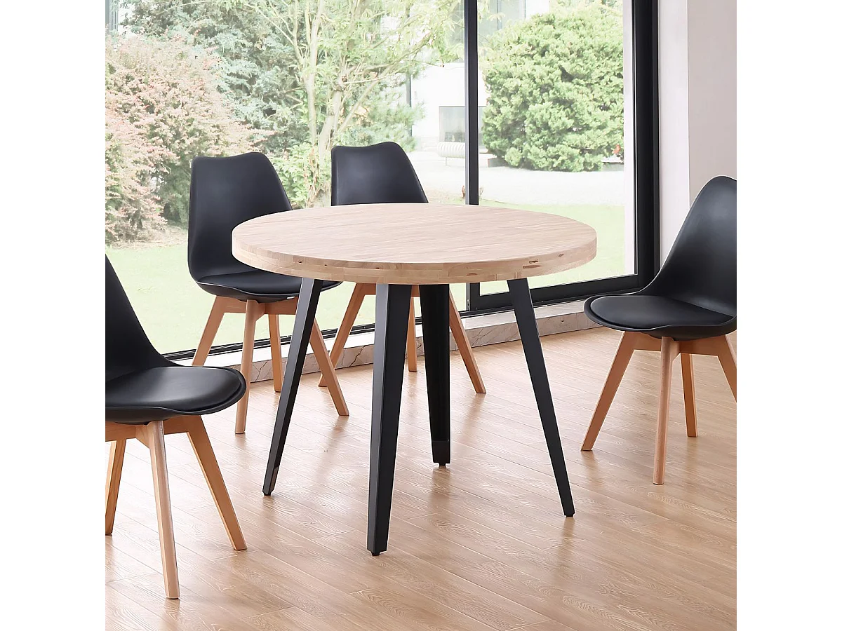 Mesa Salón Redonda Fija Bali Roble Nordish/Negro 76x100x100 cm
