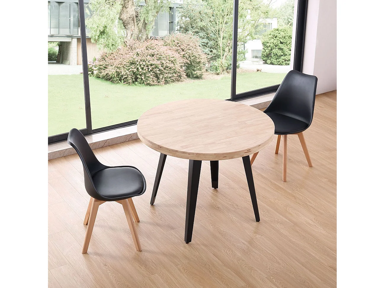 Mesa redonda fixa Berg Negro - Roble