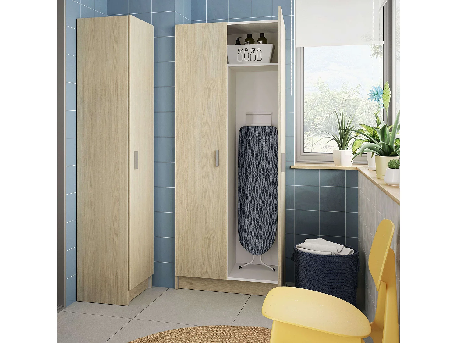 Armario Auxiliar Multiusos en Melamina 76x180 cm - Color Roble