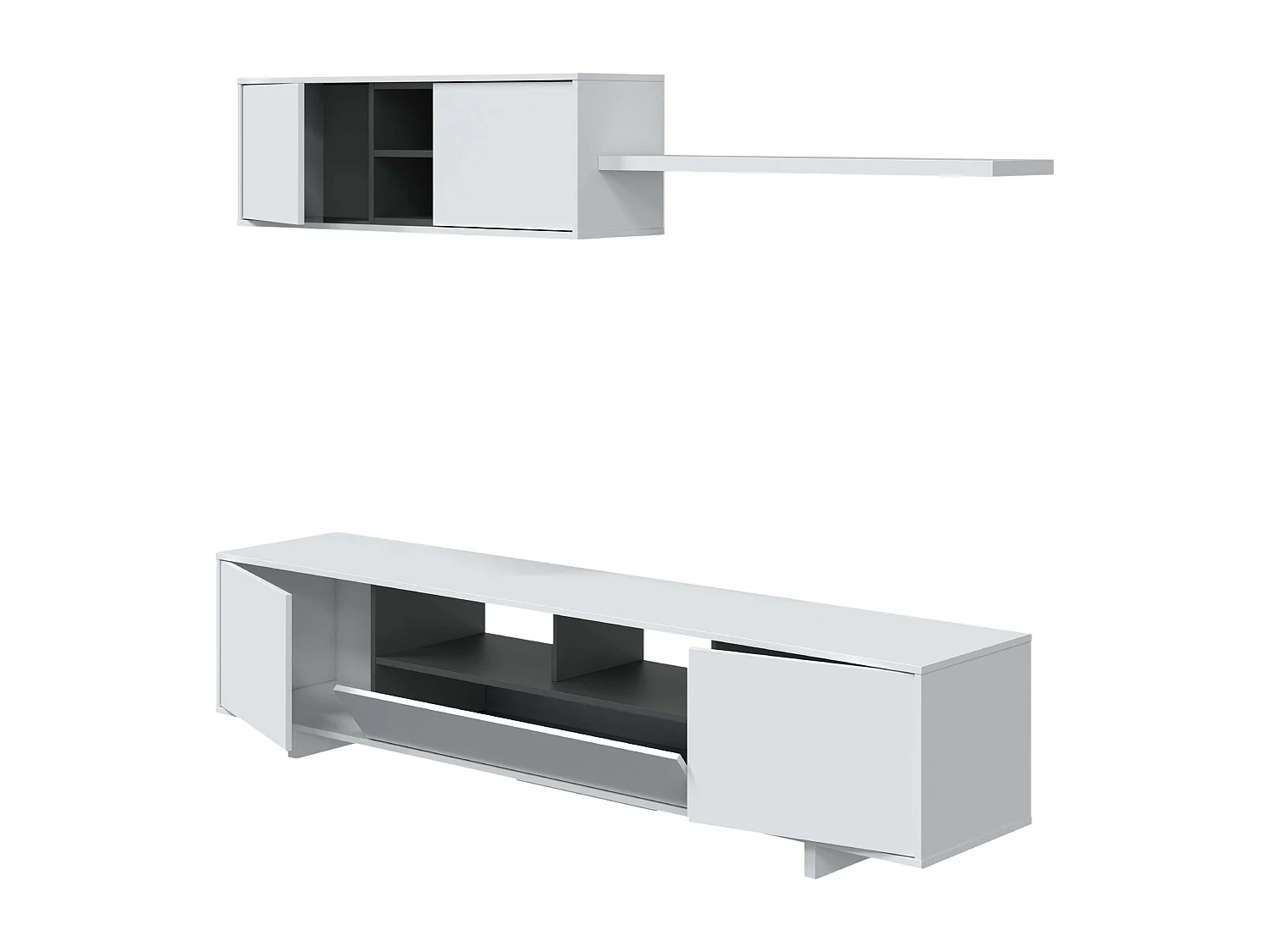 Mueble Salón Comedor Modulo 200+105 cm Color Blanco Belus