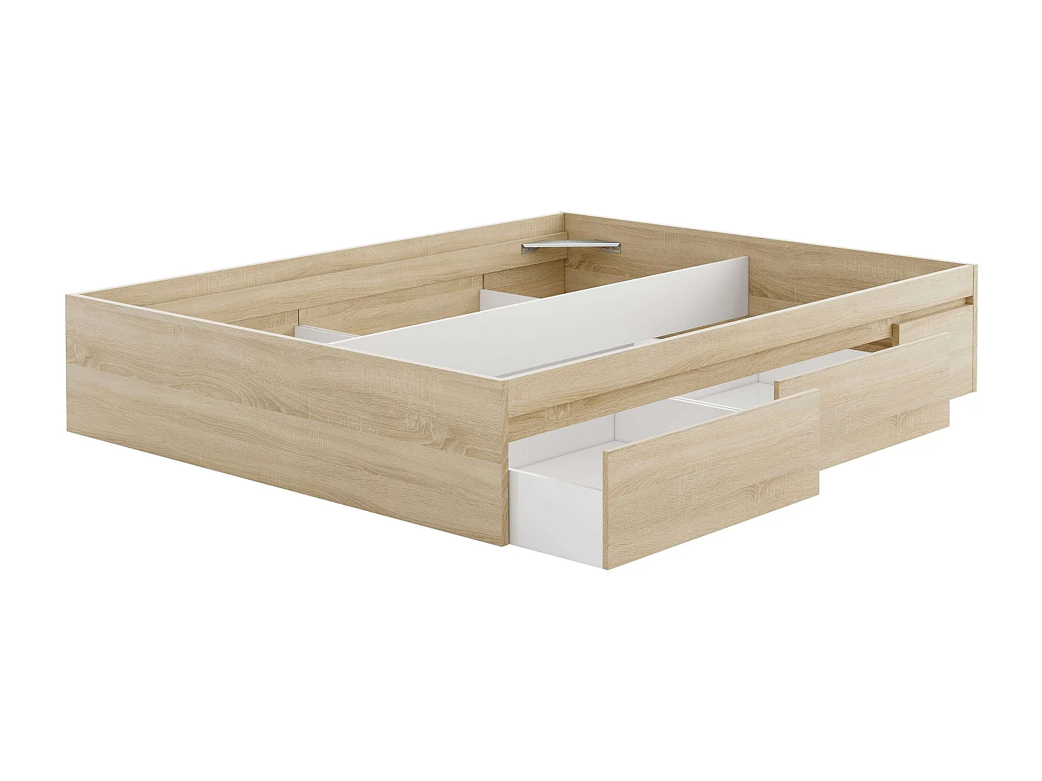 Cama matrimonio c/4 cajones inferior Color Roble Canadian 37x156x196 cm