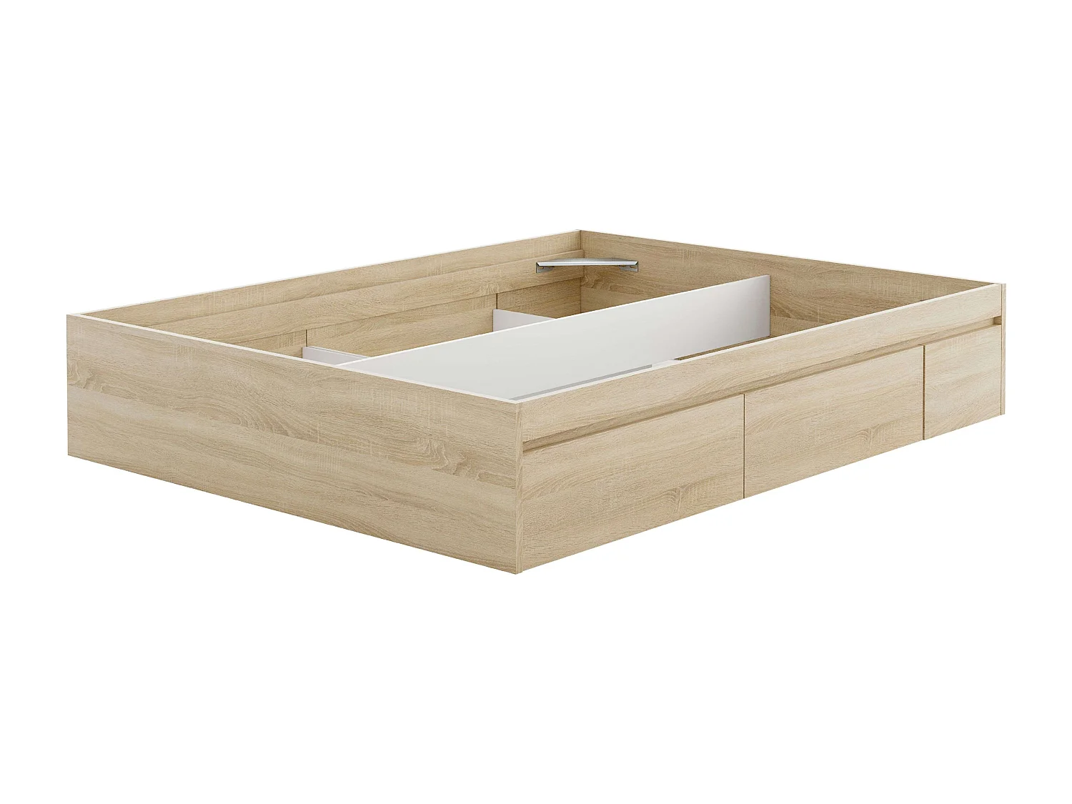 Cama matrimonio c/4 cajones inferior Color Roble Canadian 37x156x196 cm