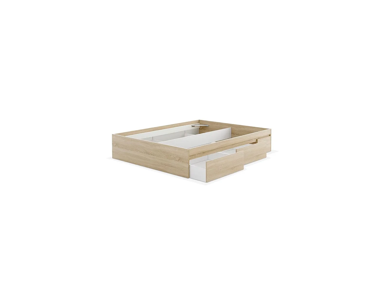 Cama de 150 cm con 4 amplios cajones en roble canadian Kendra Roble Canadian