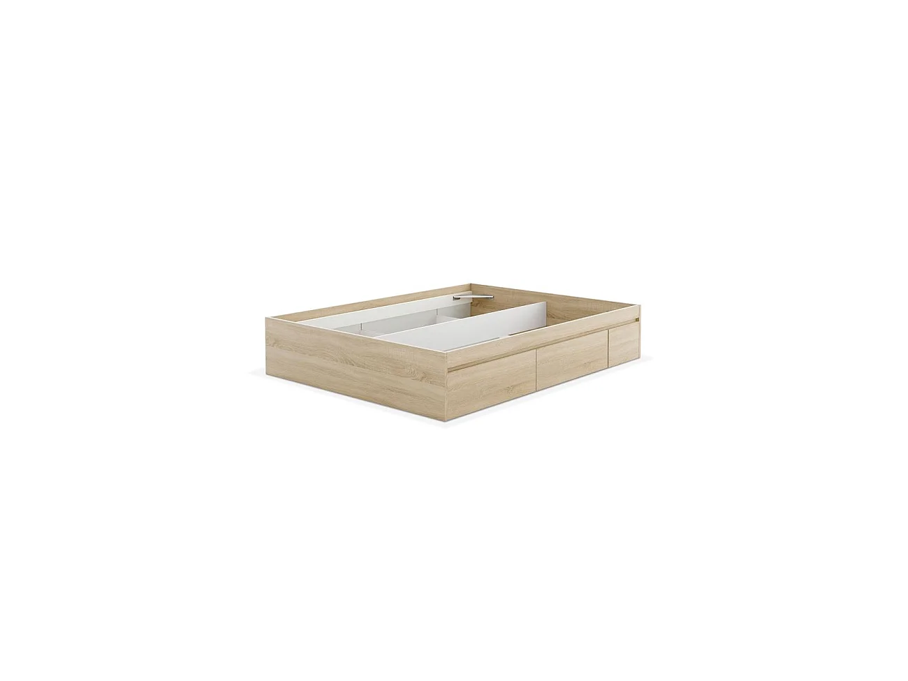 Cama de 150 cm con 4 amplios cajones en roble canadian Kendra Roble Canadian