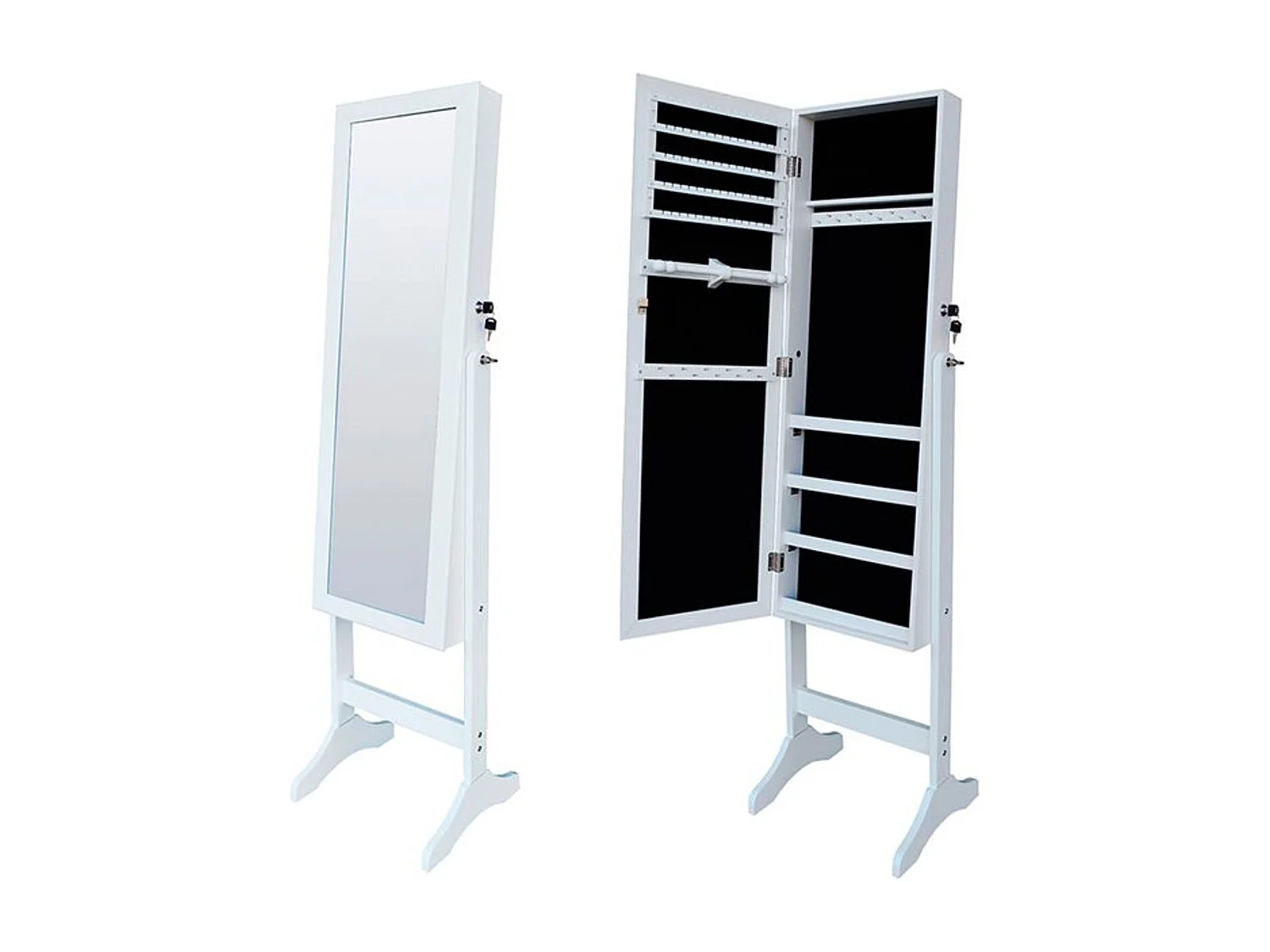 Espelho de jóias de chão Branco