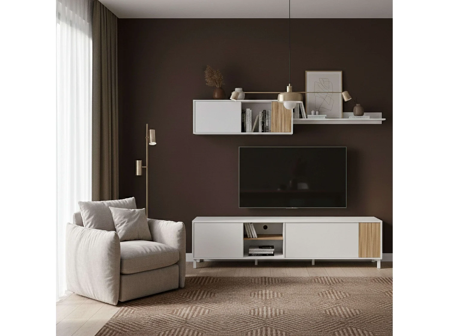 Salón Ethna Blanco Artik y Natur Moderno Comedor 200x40cm