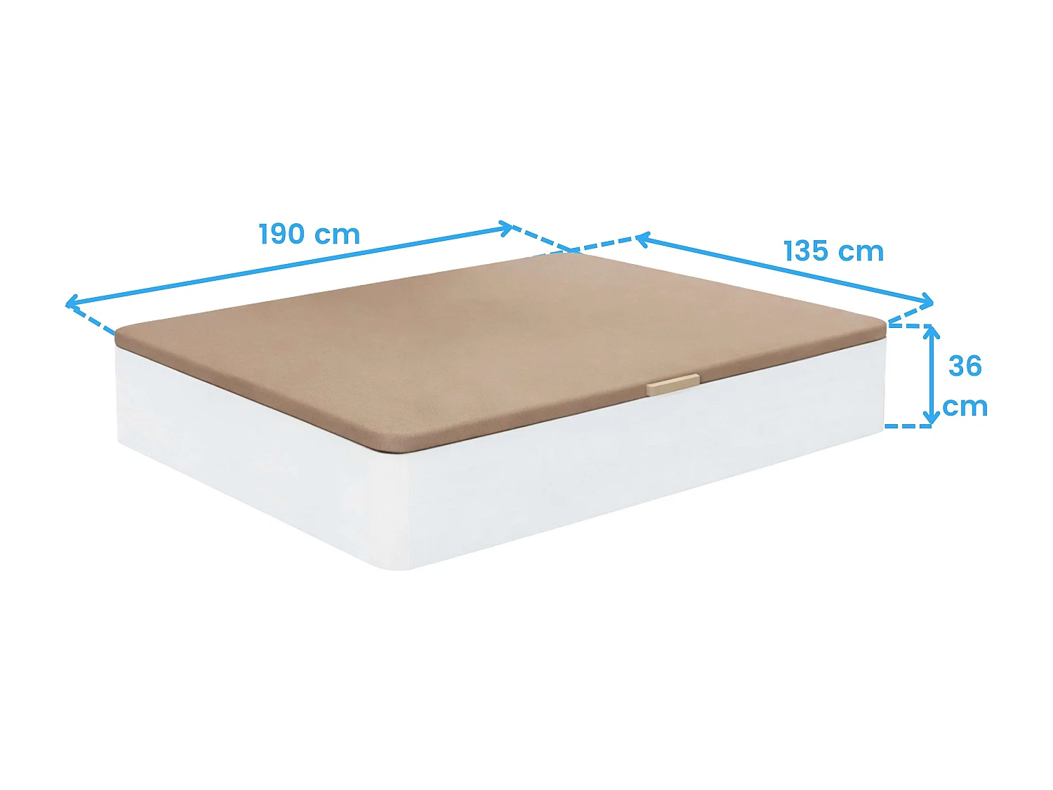 Canapé Reo melamina base tapizada apertura lateral blanco 135x190 cm
