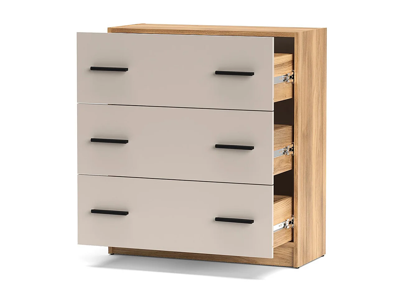 Commode à 4 tiroirs coloris Beige/chêne Mauvella - Longueur 80 x Hauteur 81 x Profondeur 34,5 cm