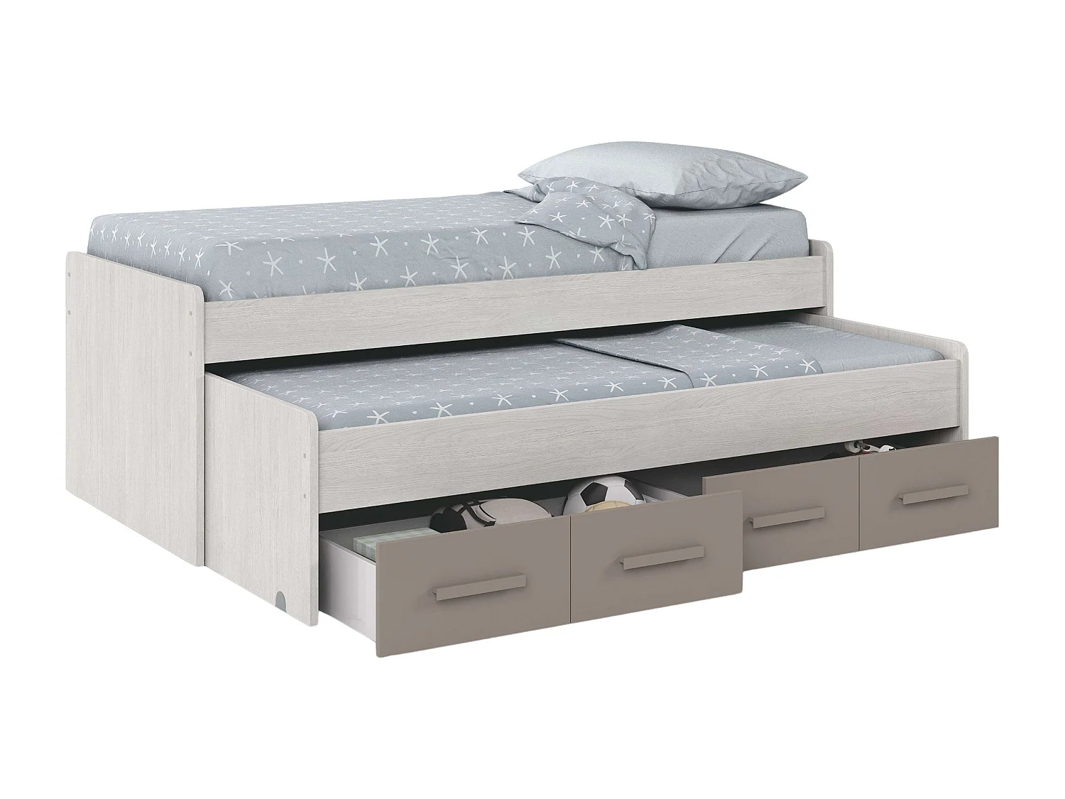 Cama de casal juvenil Ares Alpes Brancos - Basalto