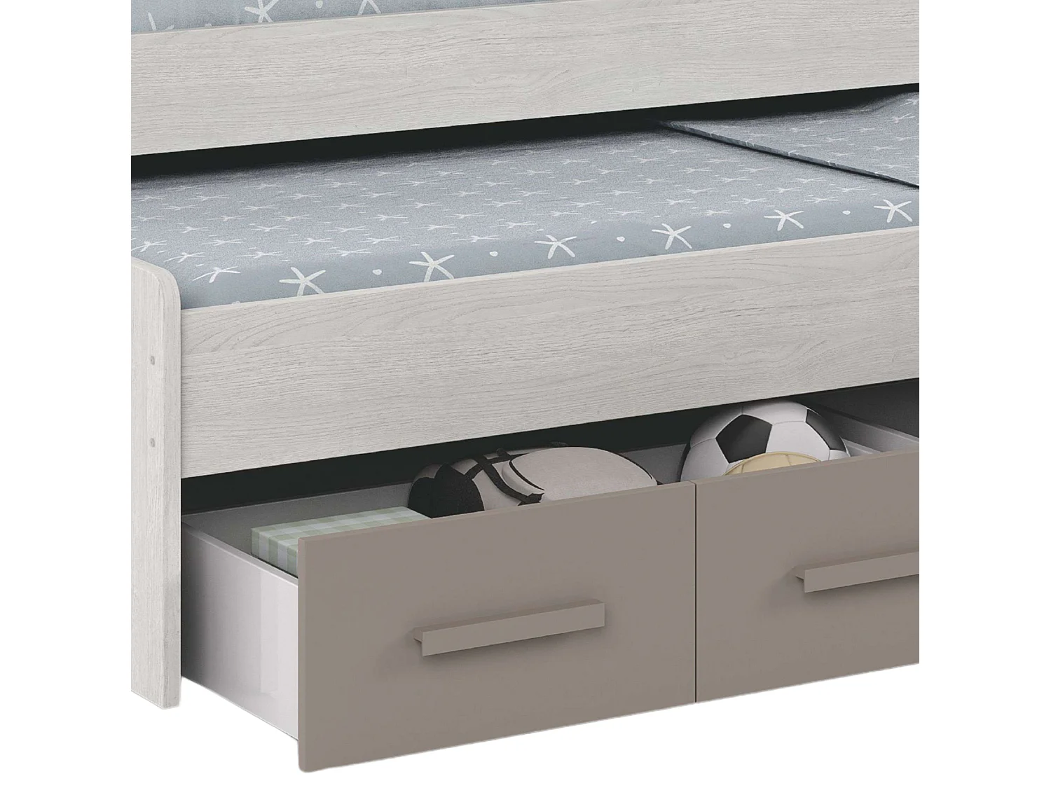 Cama de casal juvenil Ares Alpes Brancos - Basalto
