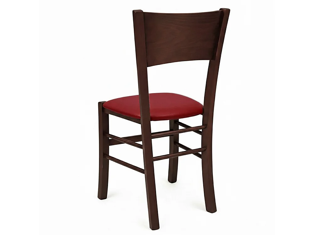 Chaise de salle à manger Lucy en noyer foncé avec assise rembourrée rouge