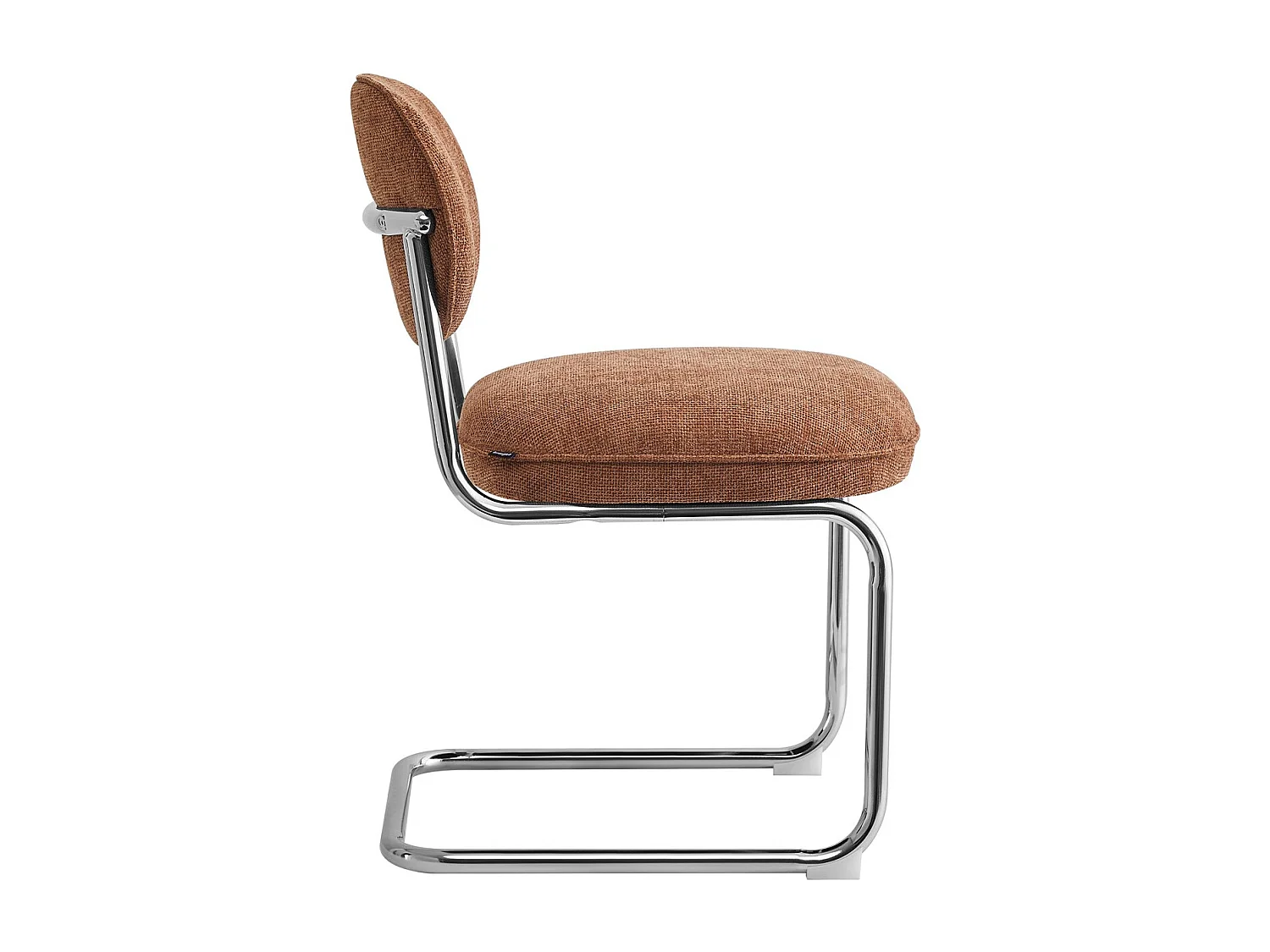 Lot de 2 chaises de salle à manger en tissu chenille terracotta, piètement chromé - Lou