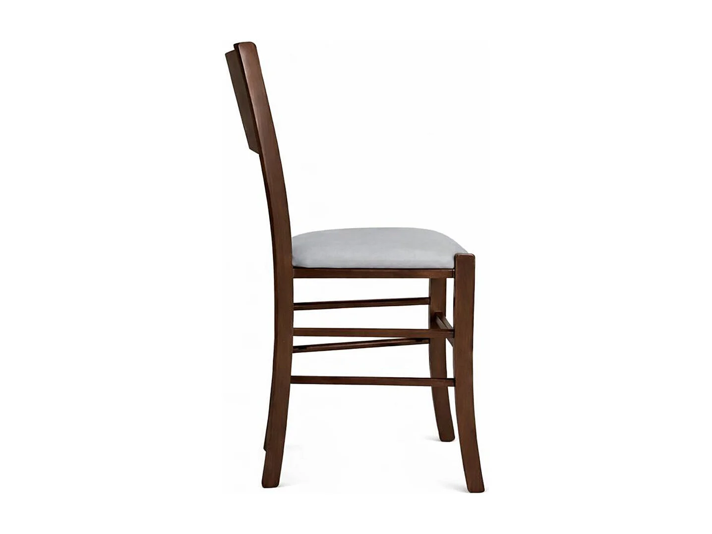 Chaise de salle à manger Lucy en noyer foncé avec assise rembourrée gris clair