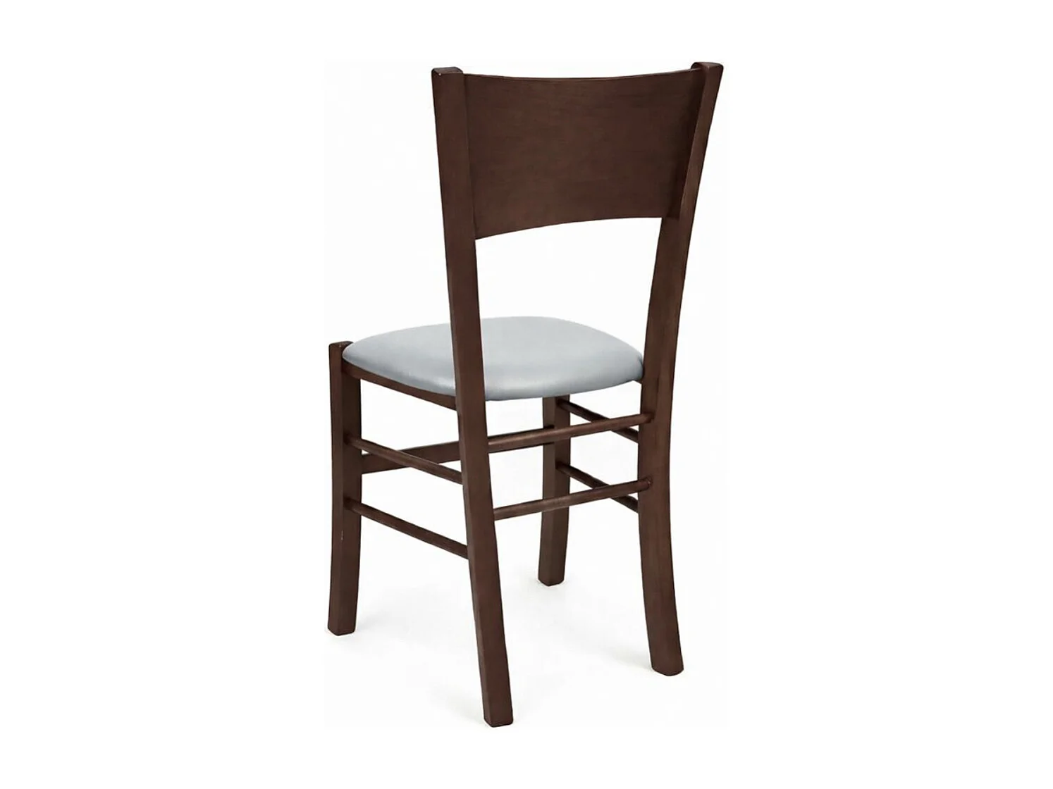 Chaise de salle à manger Lucy en noyer foncé avec assise rembourrée gris clair