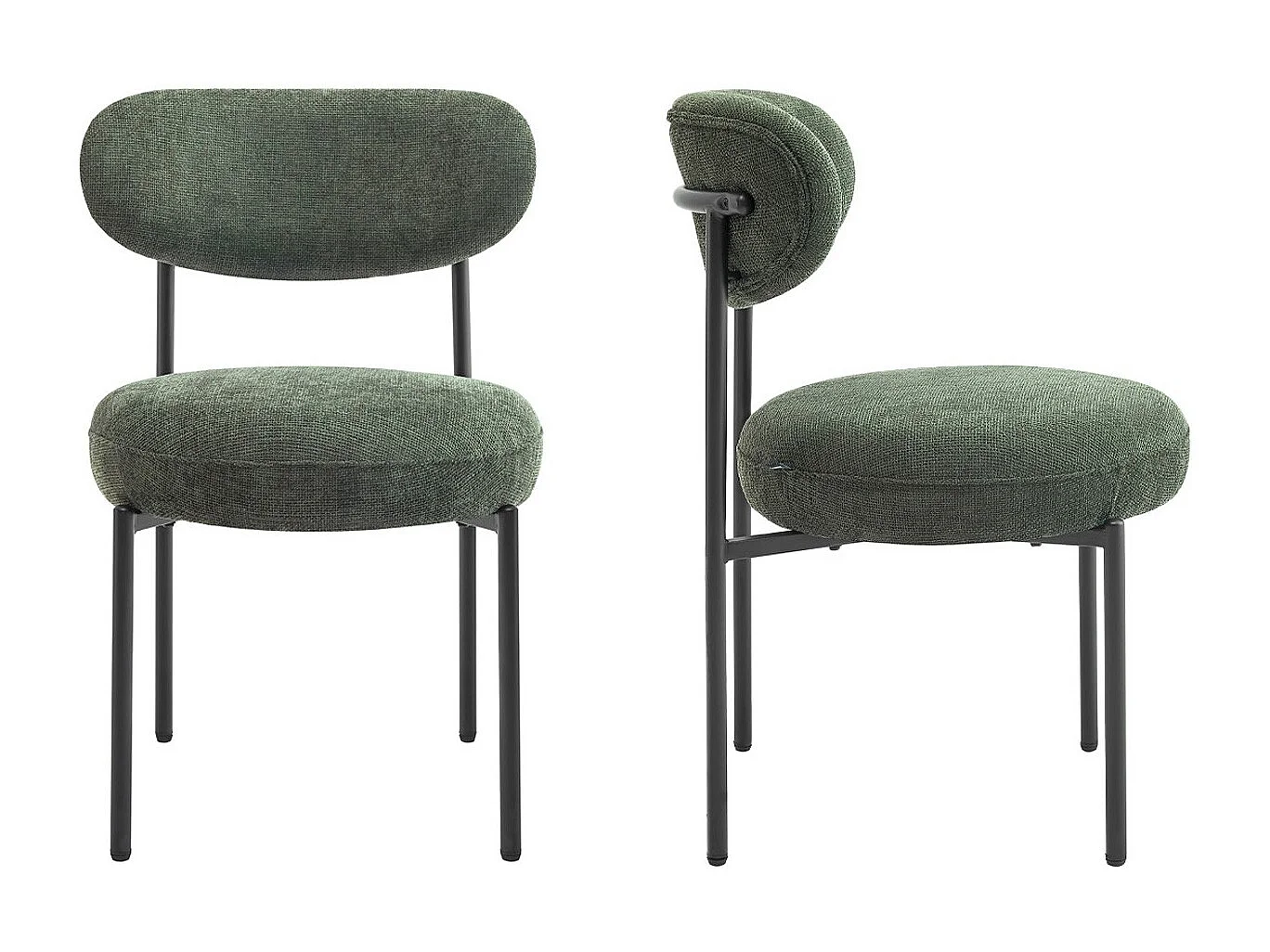 Lot de 2 chaises de salle à manger en tissu chenille vert - Orla