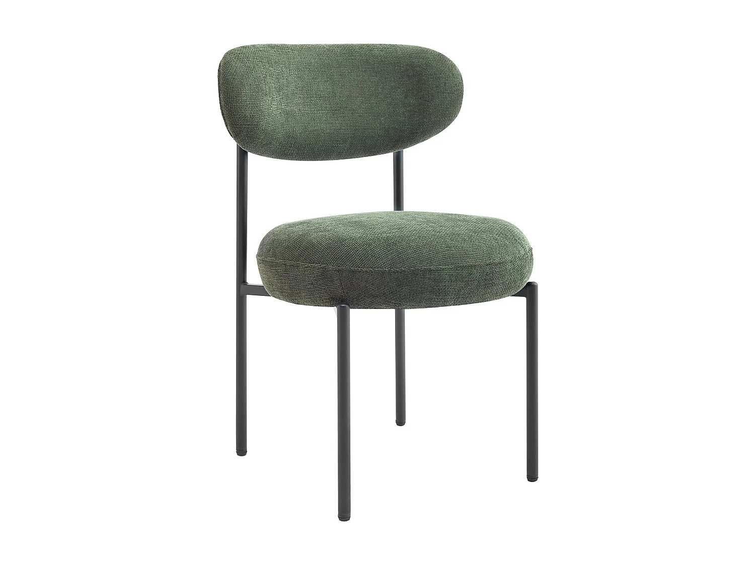 Lot de 2 chaises de salle à manger en tissu chenille vert - Orla