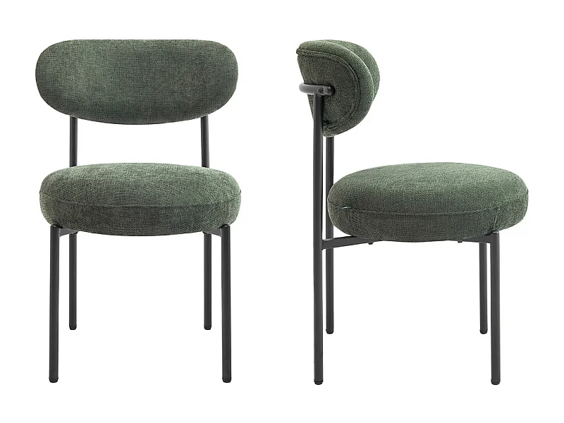 Lot de 2 chaises de salle à manger en tissu chenille vert - Orla