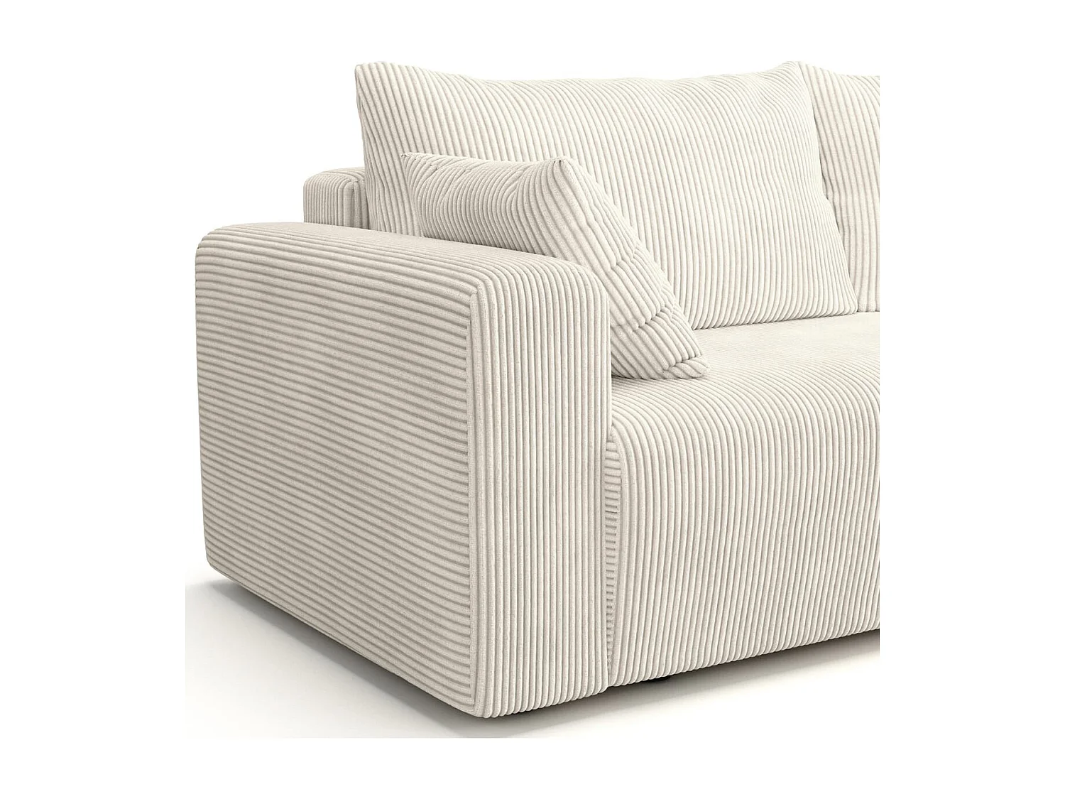 Canapé convertible 3 places en velours côtelé beige - Fjord