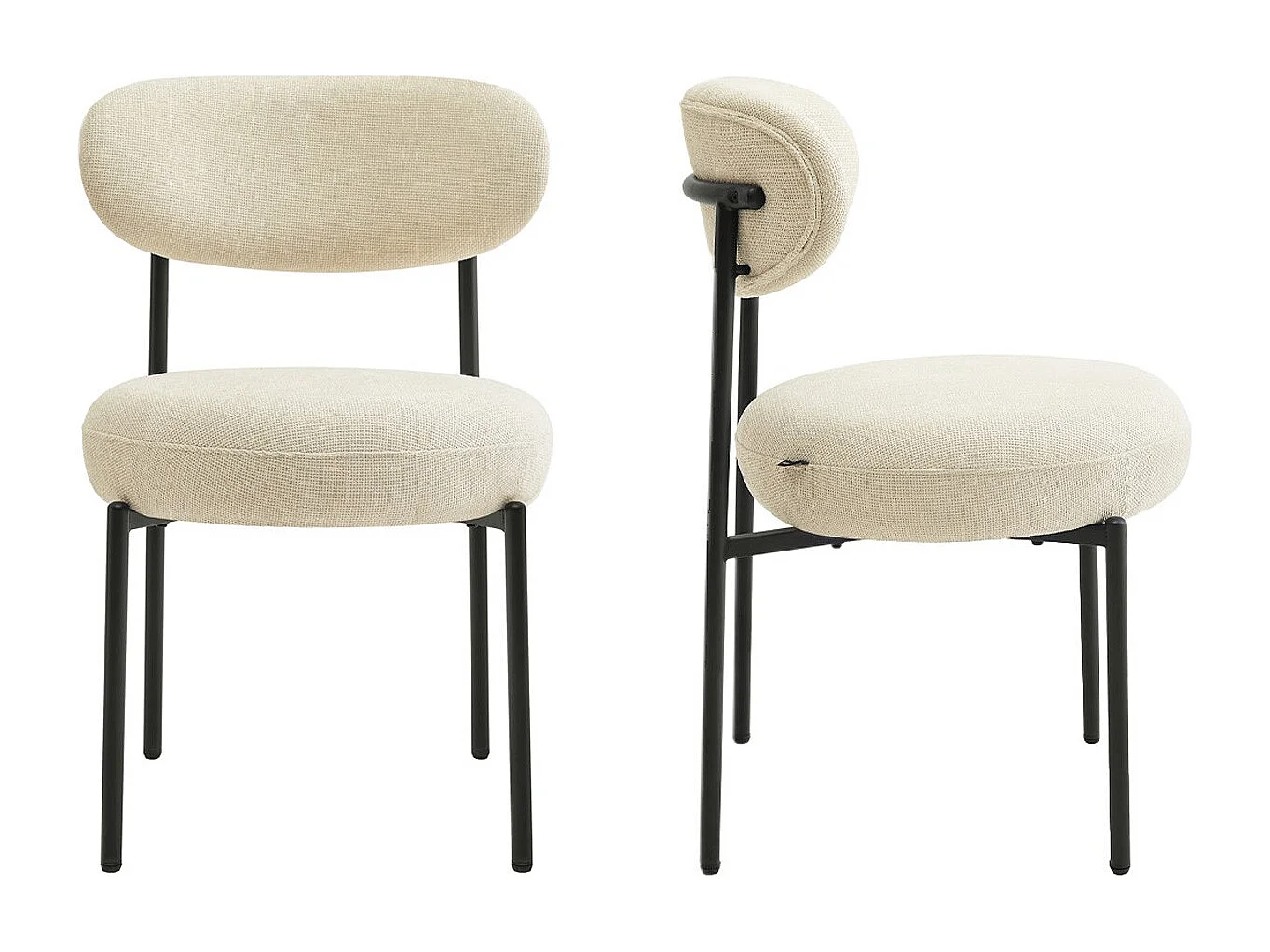 Lot de 2 chaises de salle à manger en tissu chenille beige - Orla