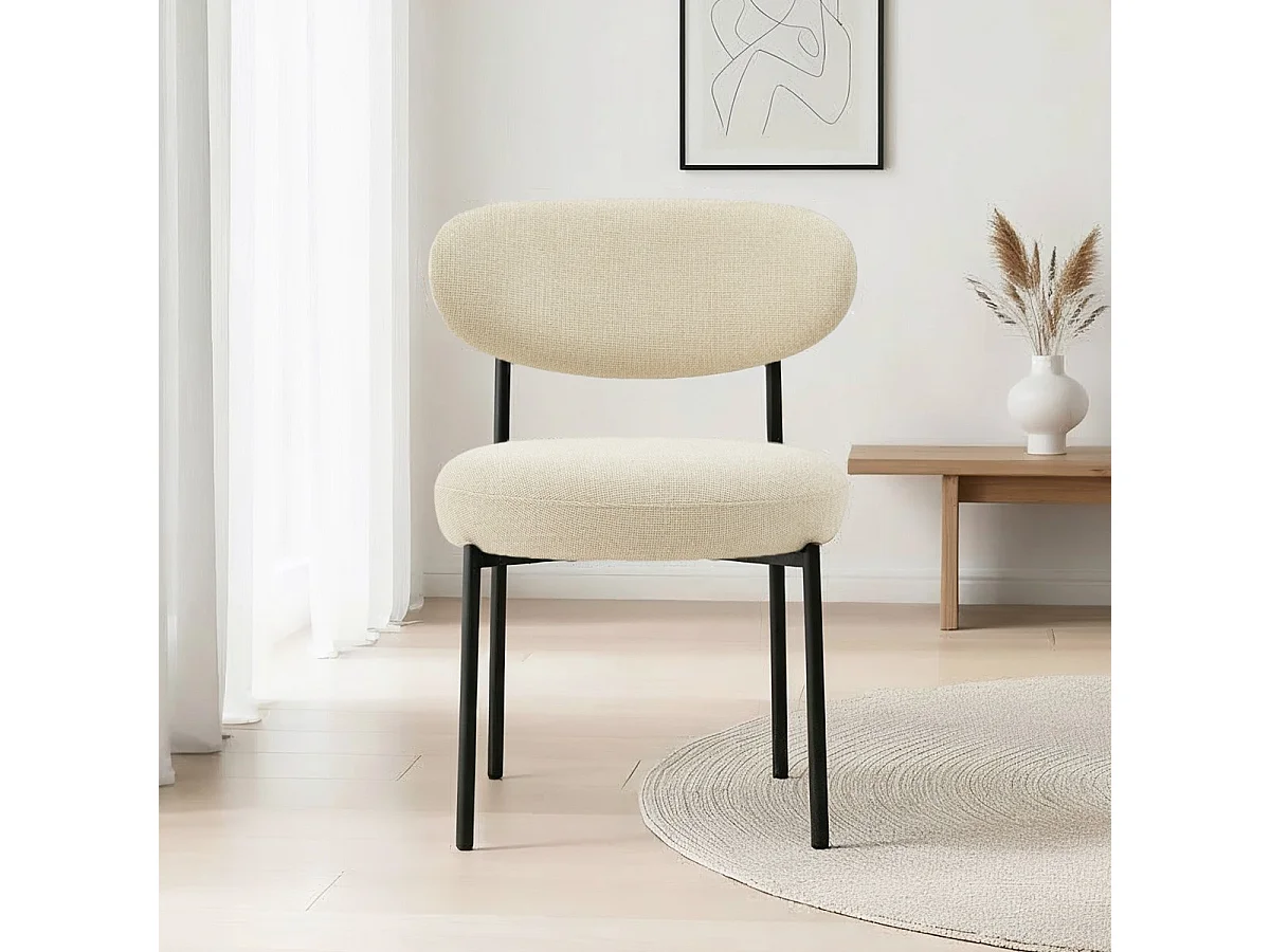 Lot de 2 chaises de salle à manger en tissu chenille beige - Orla