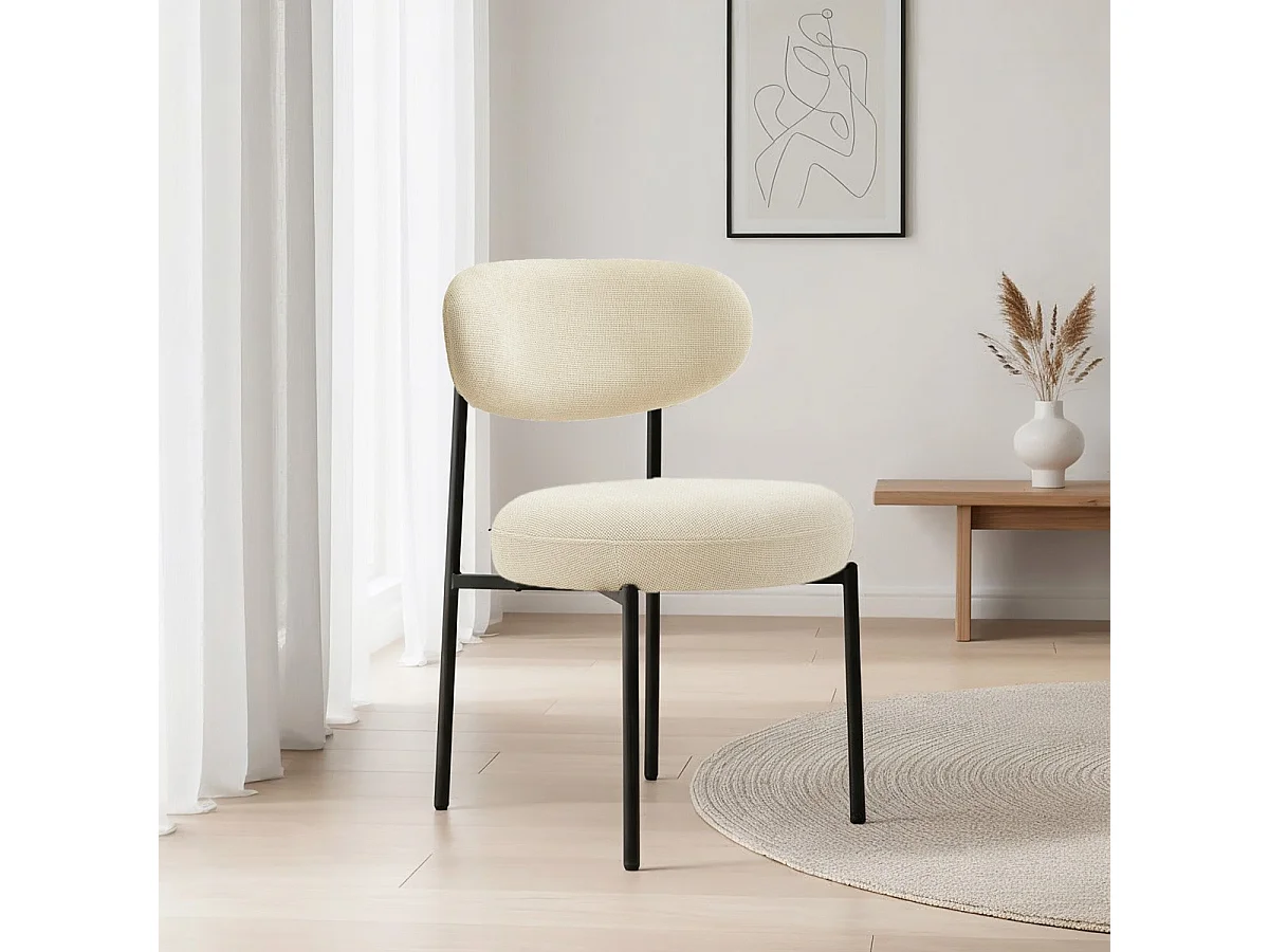 Lot de 2 chaises de salle à manger en tissu chenille beige - Orla