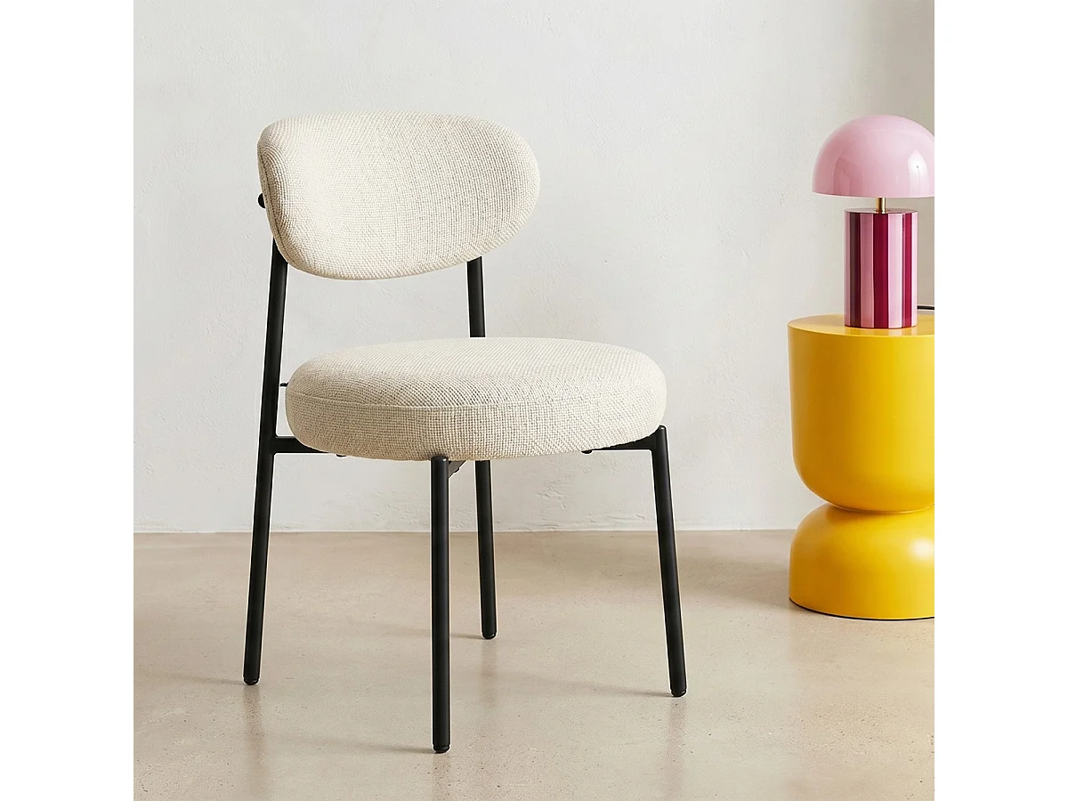 Lot de 2 chaises de salle à manger en tissu chenille beige - Orla