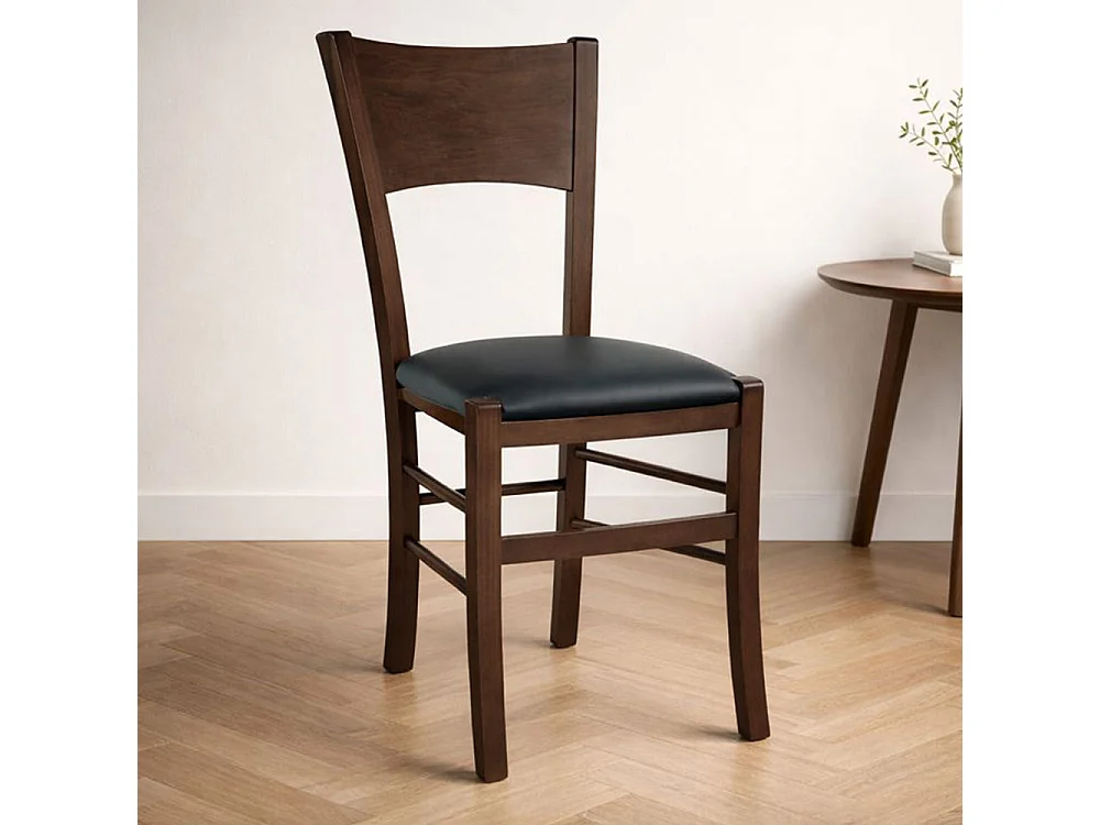 Chaise de salle à manger Lucy en noyer foncé avec assise rembourrée anthracite